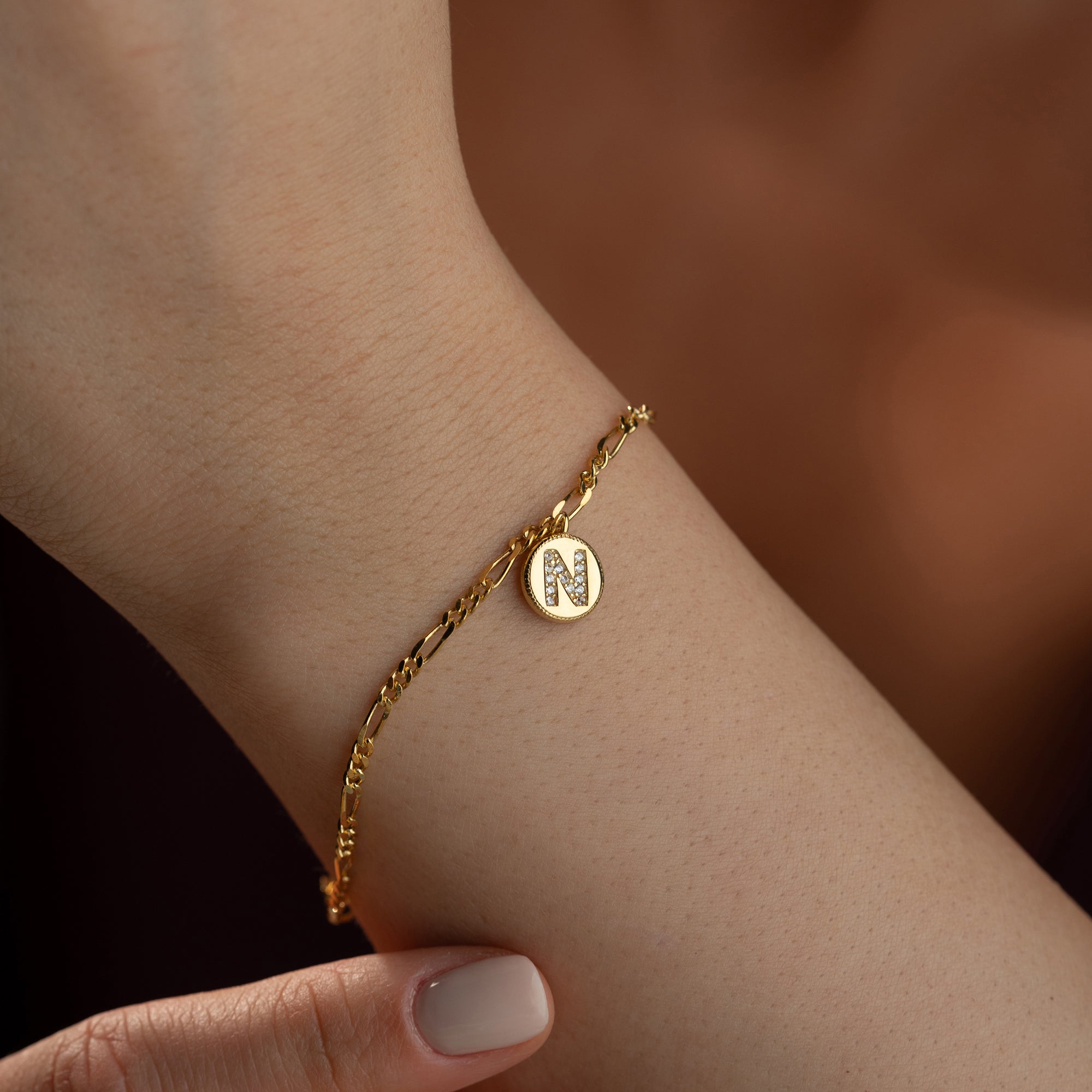 Zirconia letter charm bracelet | 925 silver