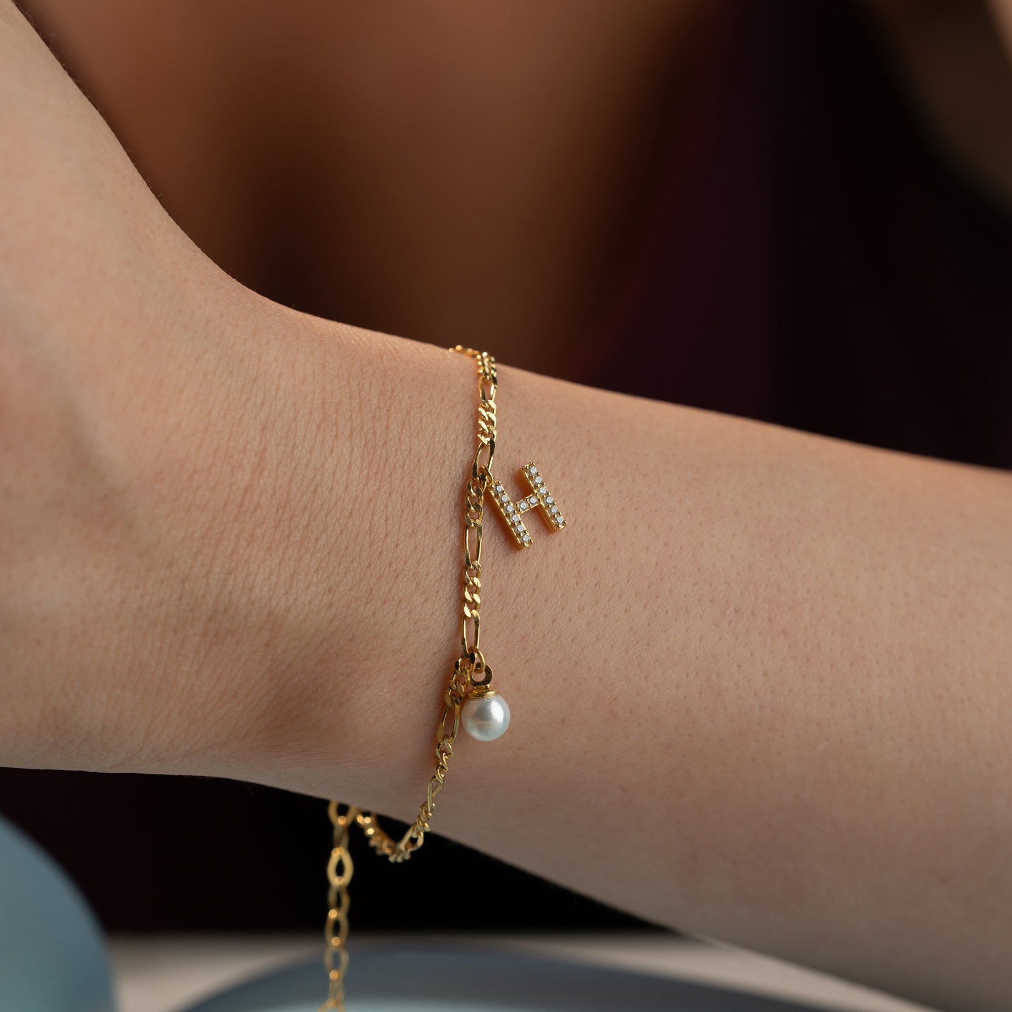 PEARL LETTER BRACELET | 925 SILVER
