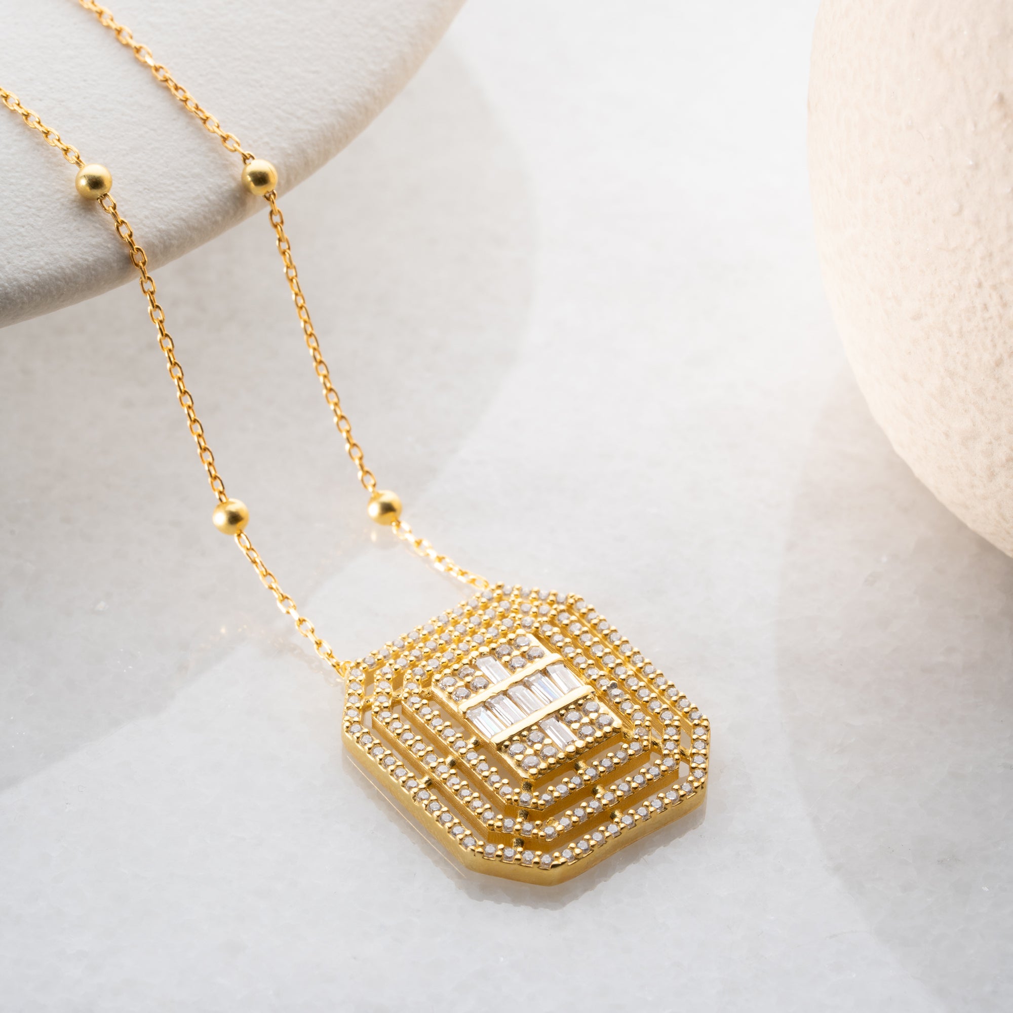 VINTAGE BAGUETTE HALSKETTE | 925 SILBER