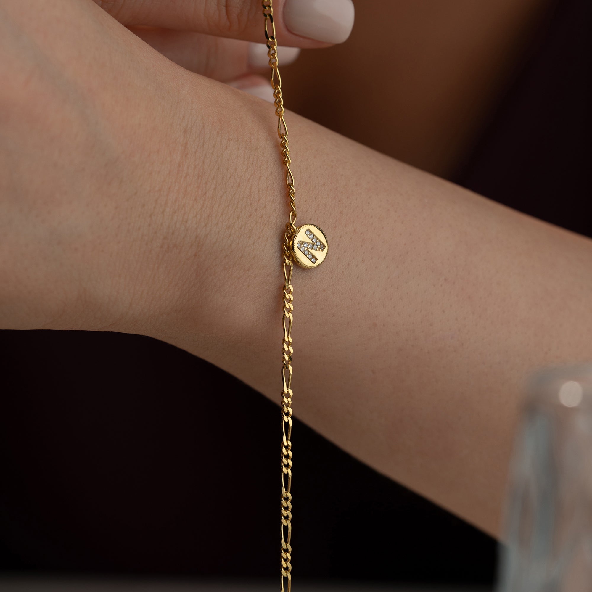 Zirconia letter charm bracelet | 925 silver