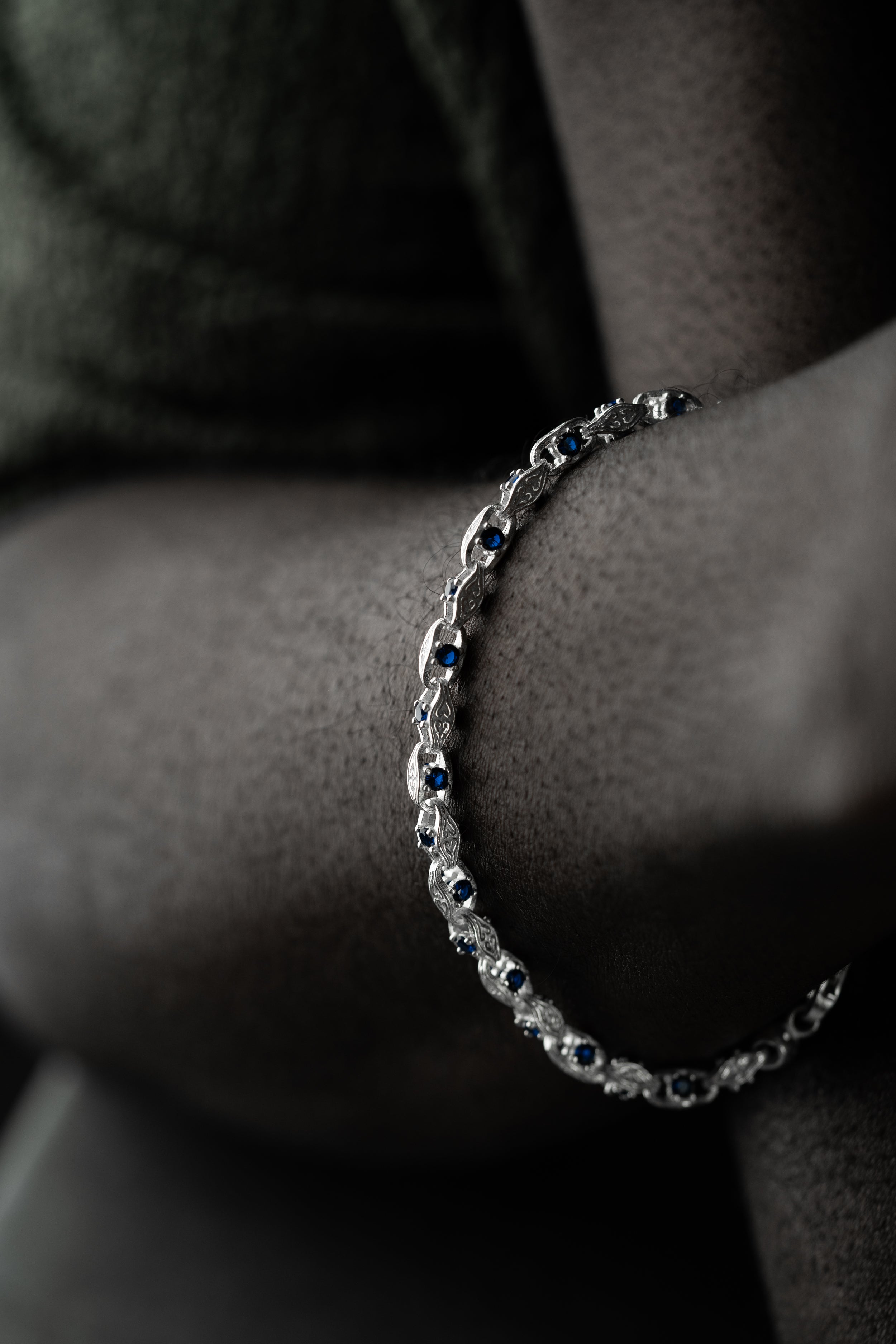 ANKER BLUE DIAMOND ARMBAND 5MM | 925 SILBER