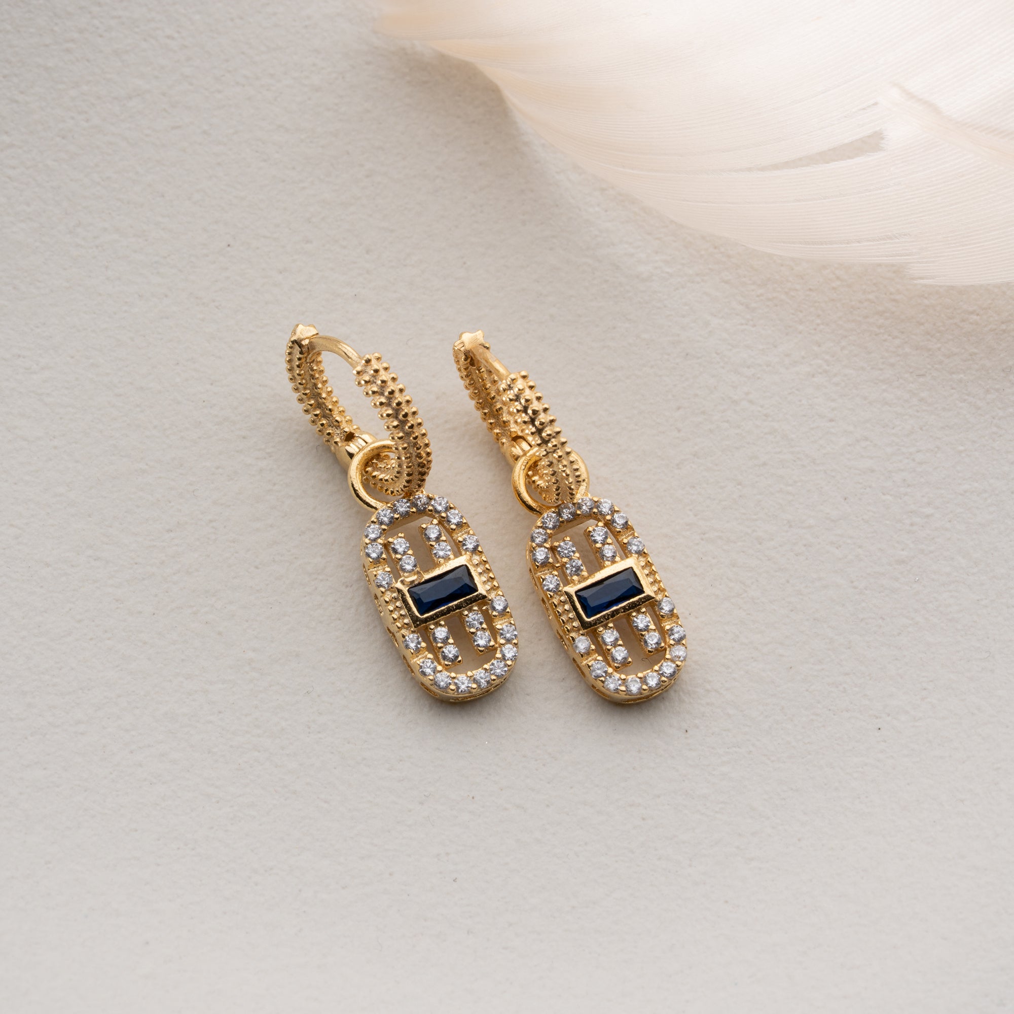 BLAUE BAGUETTE OHRRINGE | 925 SILBER