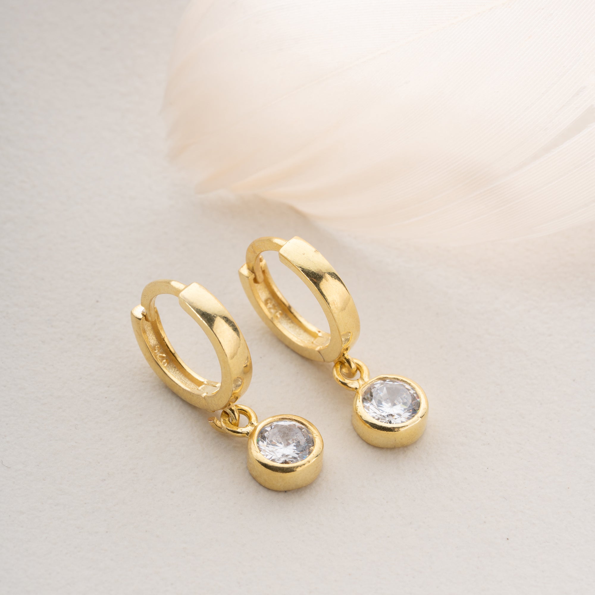 RUNDE STEINMONTAGE OHRRINGE | 925 SILBER