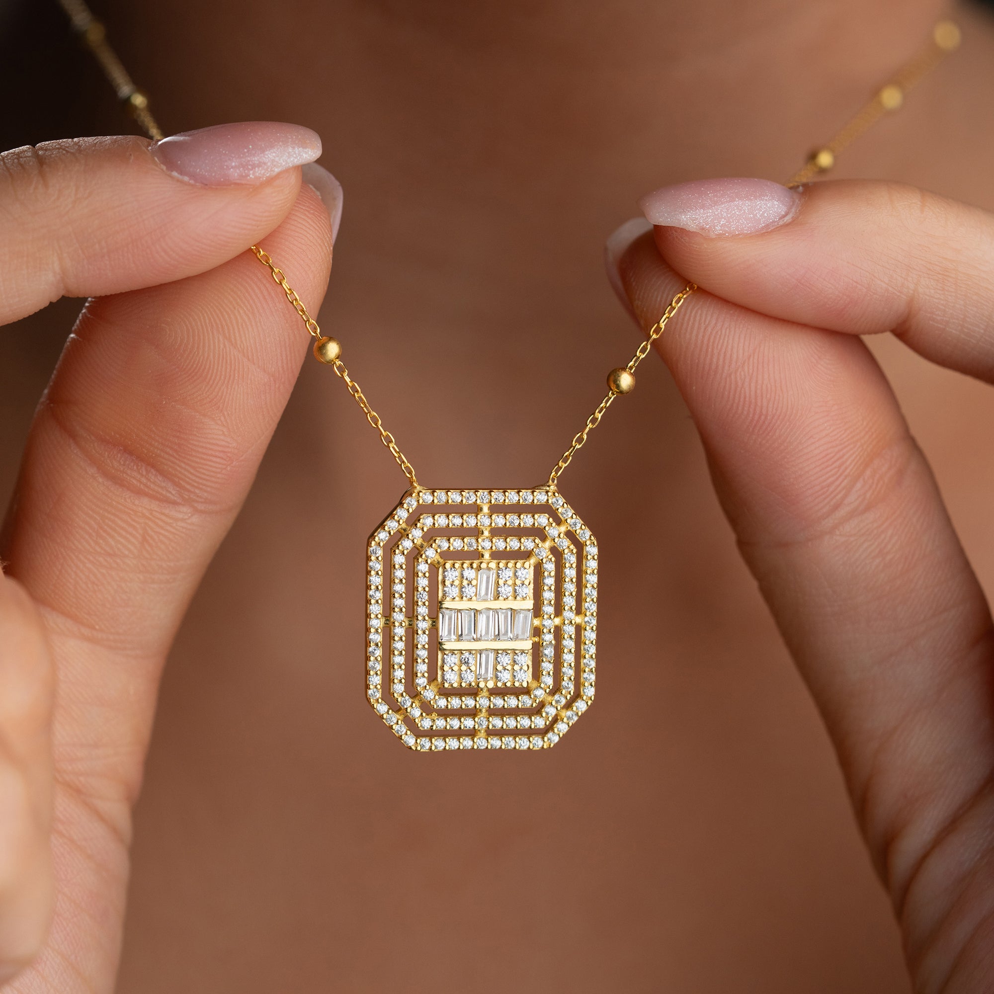 VINTAGE BAGUETTE HALSKETTE | 925 SILBER