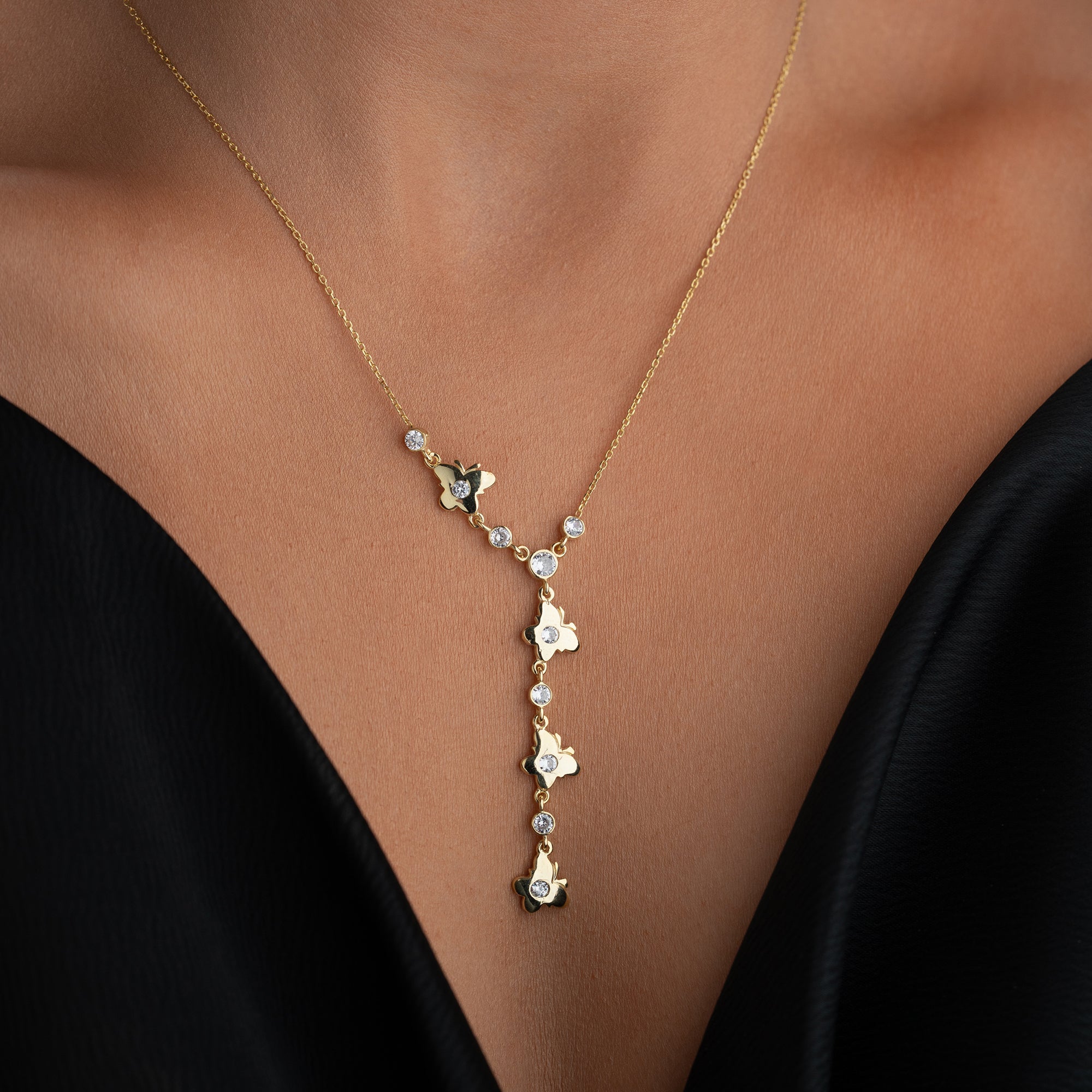 Y HALSKETTE MİT SCHMETTERLING | 925 SILBER