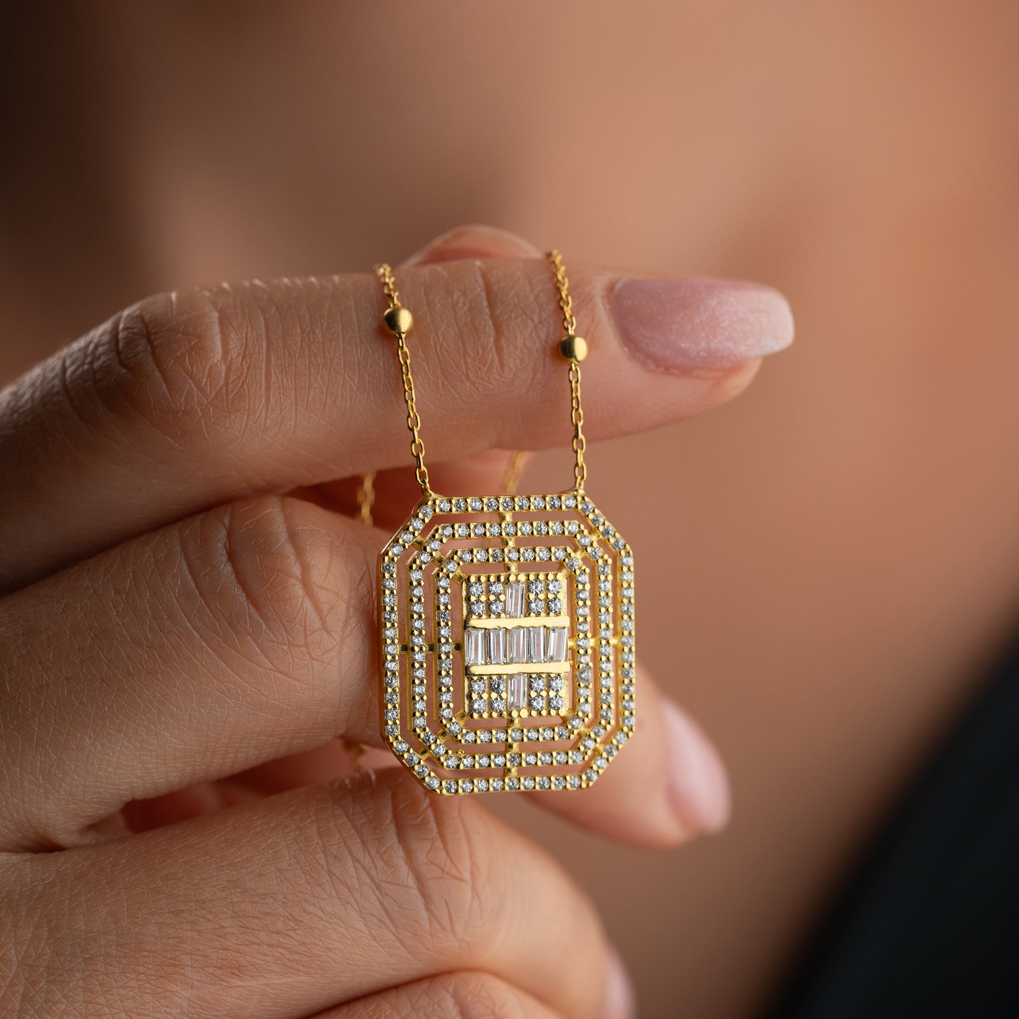 VINTAGE BAGUETTE HALSKETTE | 925 SILBER