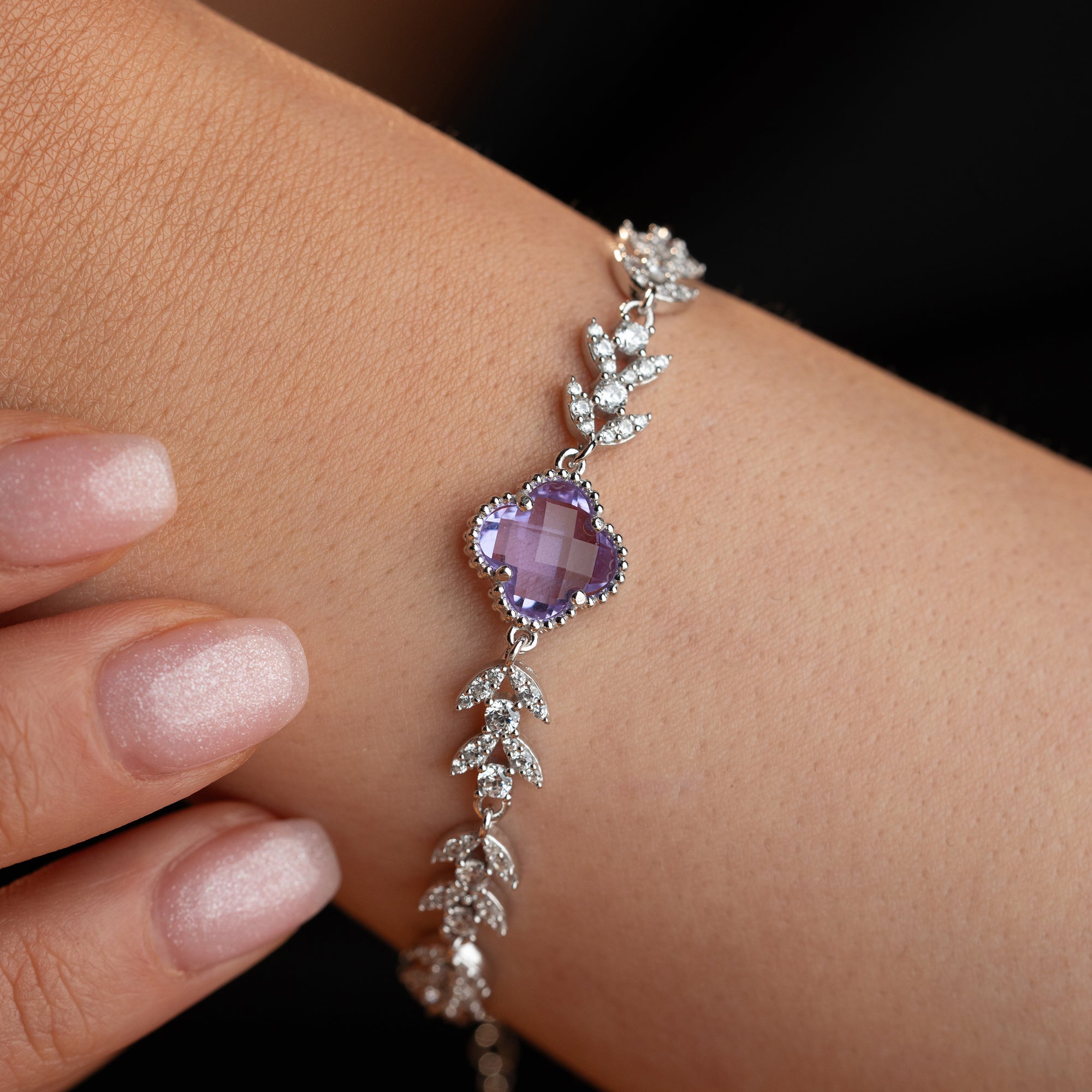 KLEEBLATT MİT BLUMENMOTİV ARMREIFE | 925 SILBER