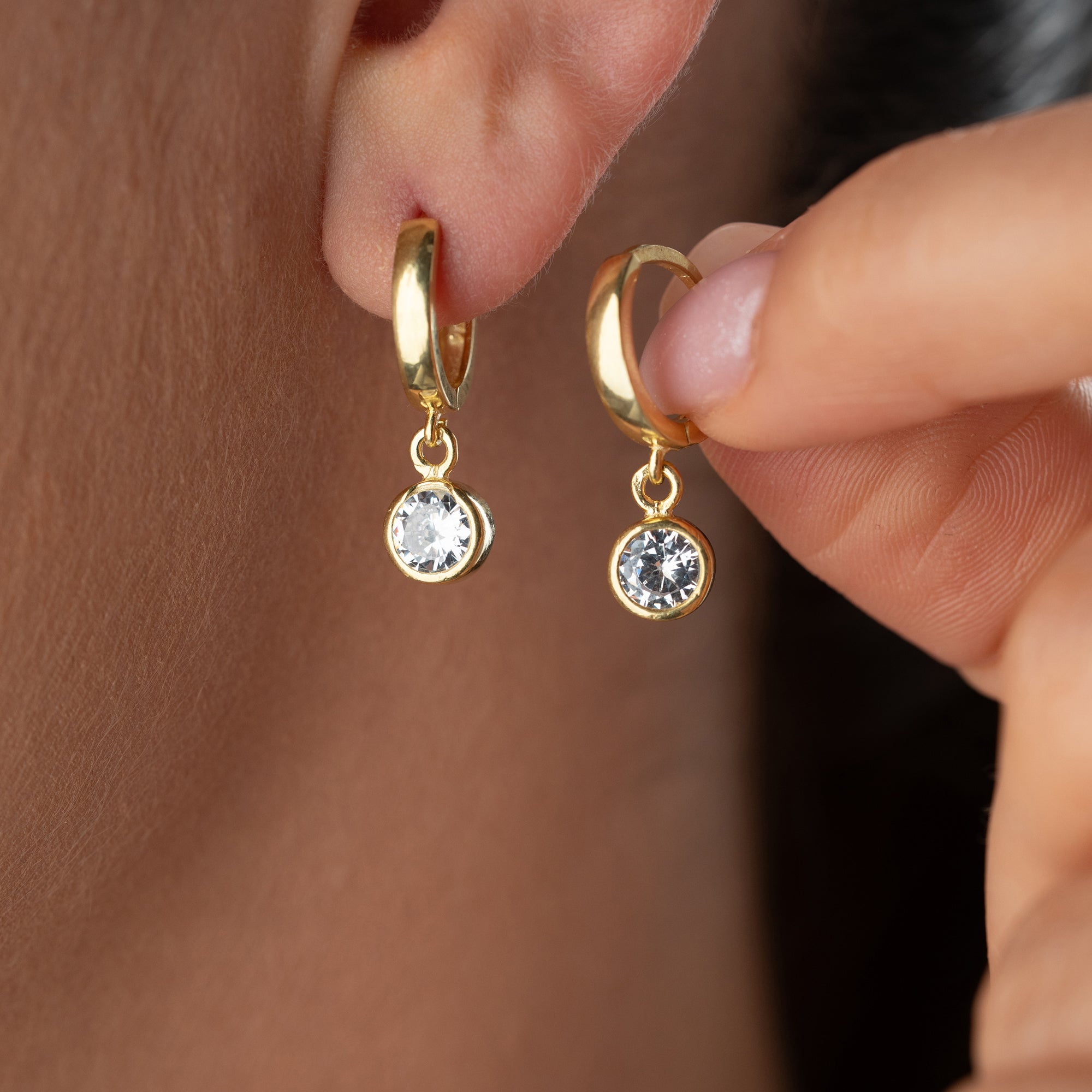 RUNDE STEINMONTAGE OHRRINGE | 925 SILBER