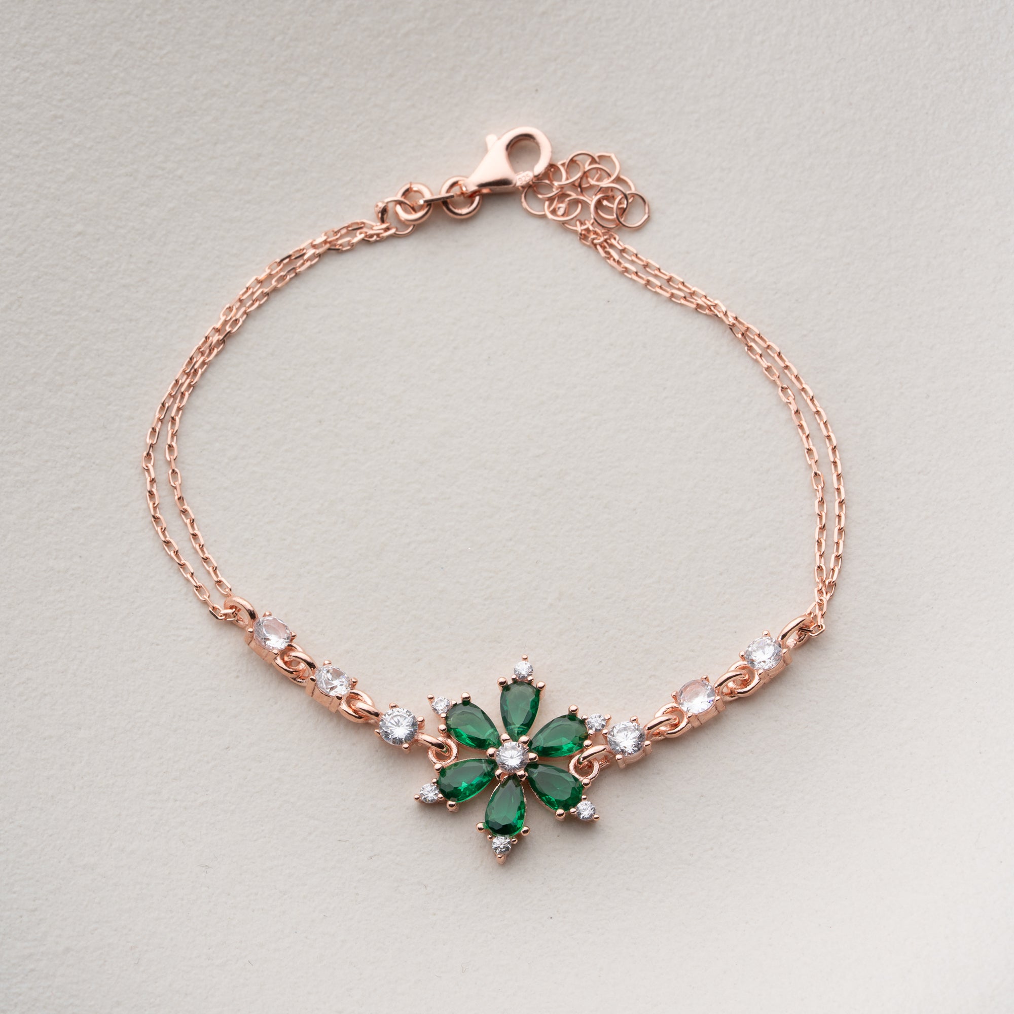 GRÜNER LOTUS ARMKETTE | 925 SILBER