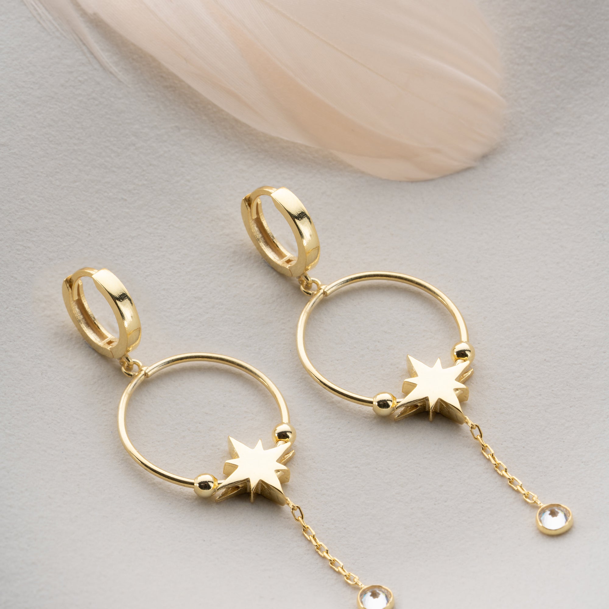 GOLDENER STERN OHRRINGE | 925 SILBER