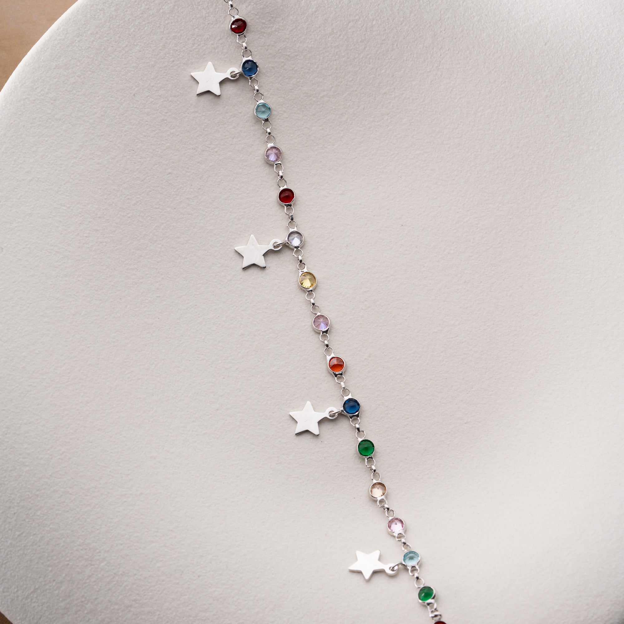 COLORFULL STERN FUSSKETTE | 925 SILBER