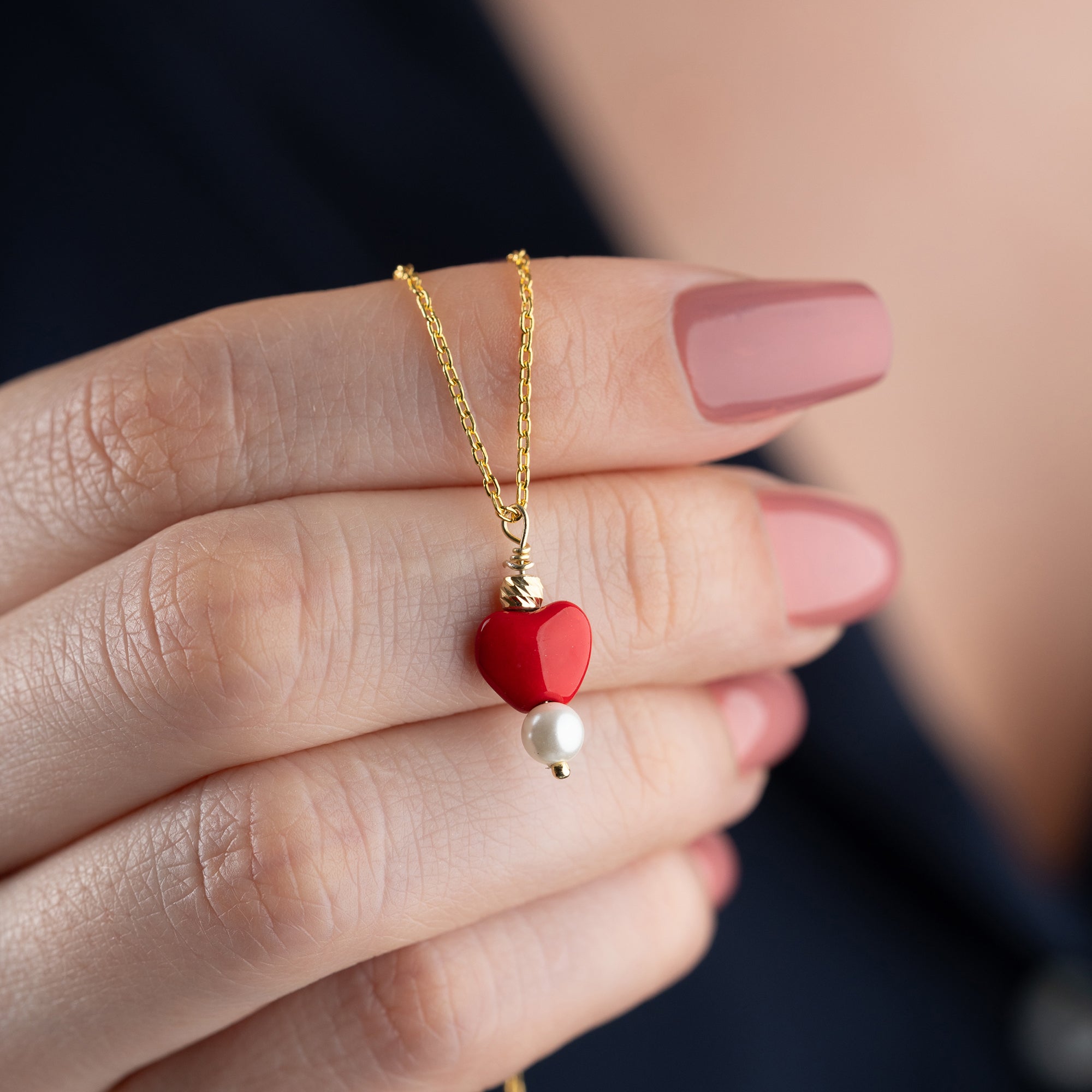 HERZ PERLE HALSKETTE | 925 SILBER