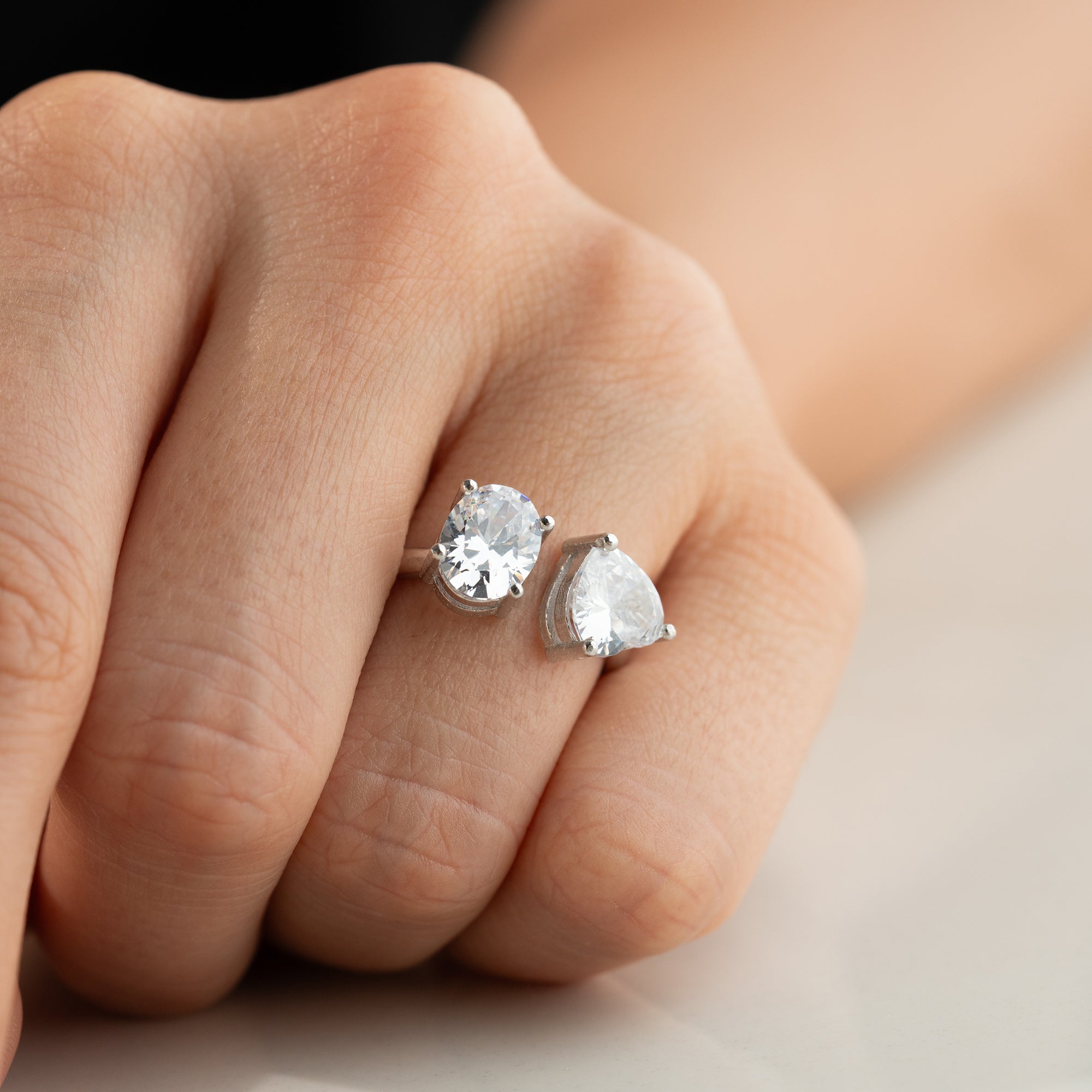 DUO DROP RING | 925 SILVER