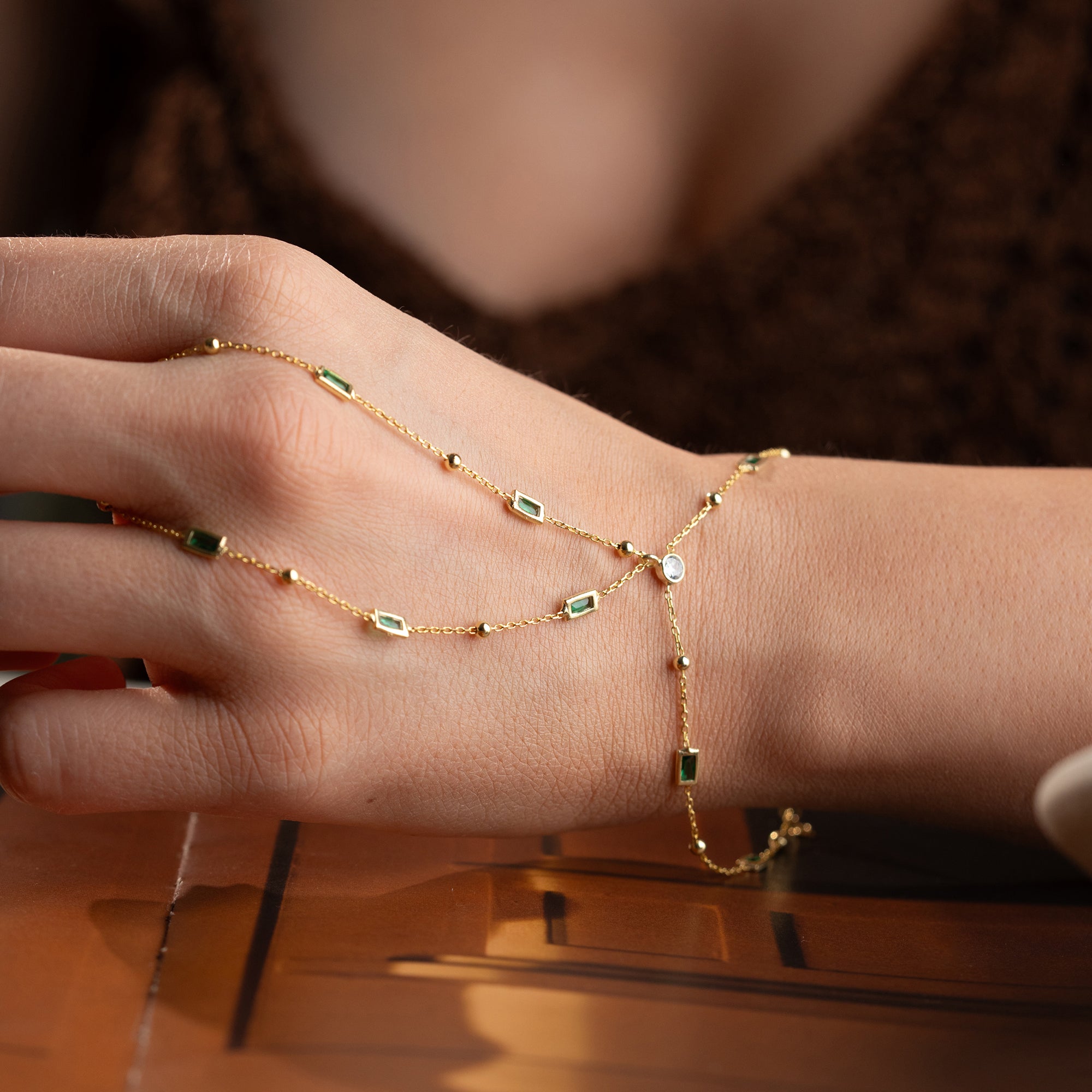 SMARAGD HANDKETTE | 925 SILBER