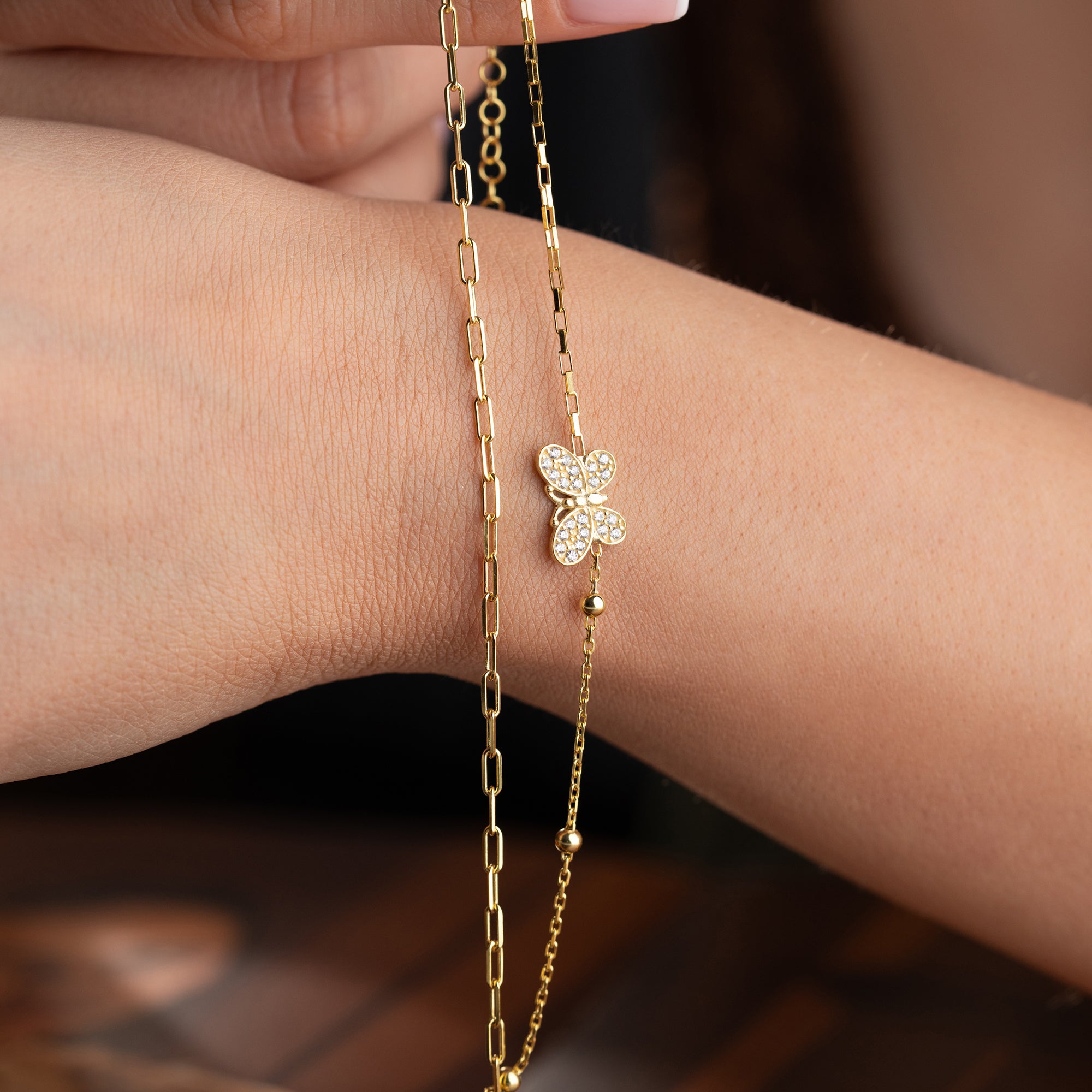 DUO SCHMETTERLING ARMKETTE | 925 SILBER
