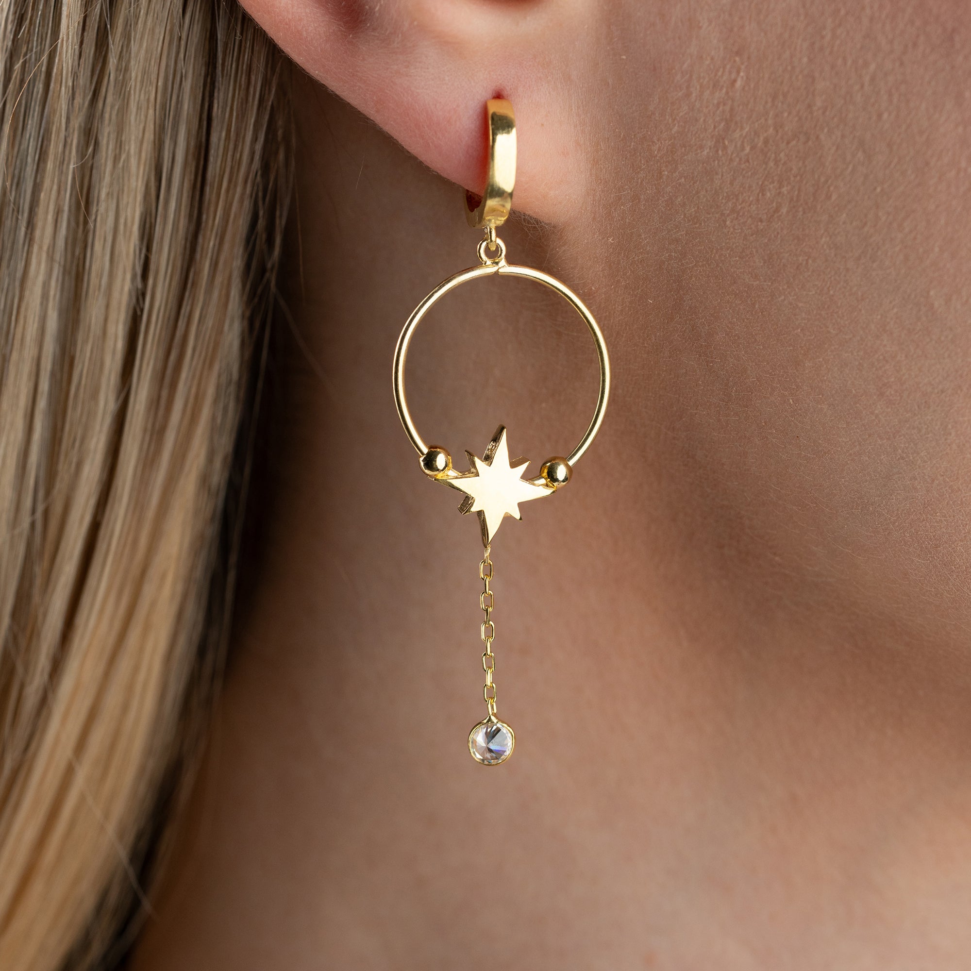 GOLDENER STERN OHRRINGE | 925 SILBER