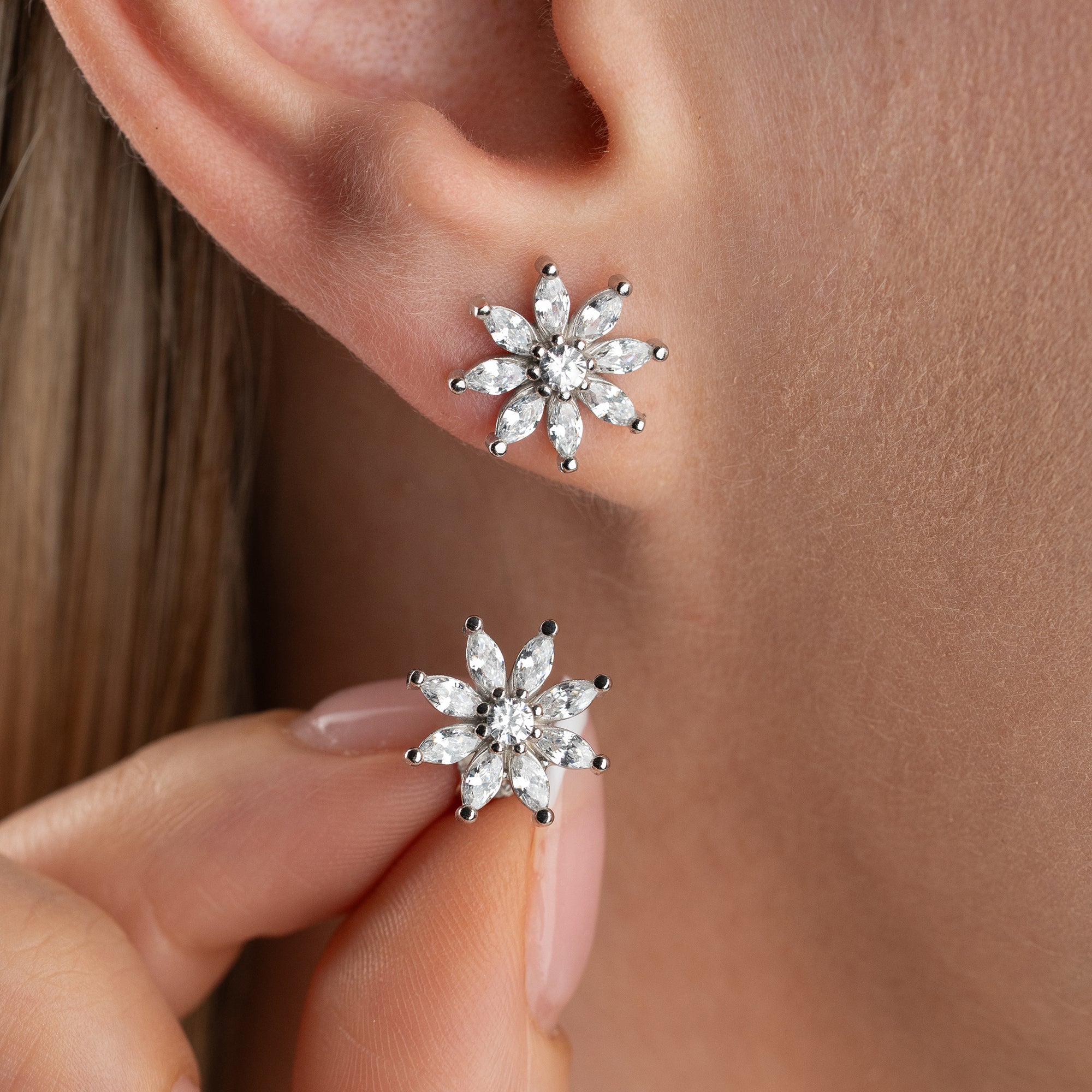 SHUTTLE STEINBLUME OHRRINGE | 925 SILBER