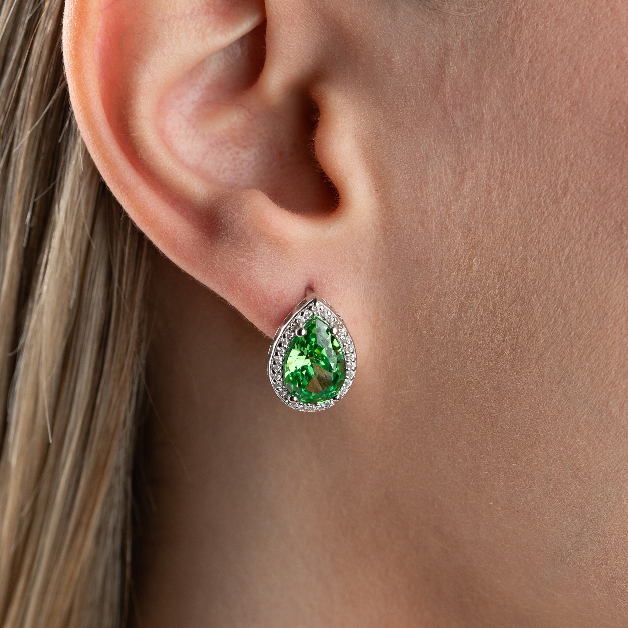 DROP SMARAGDSTEIN OHRRINGE | 925 SILBER