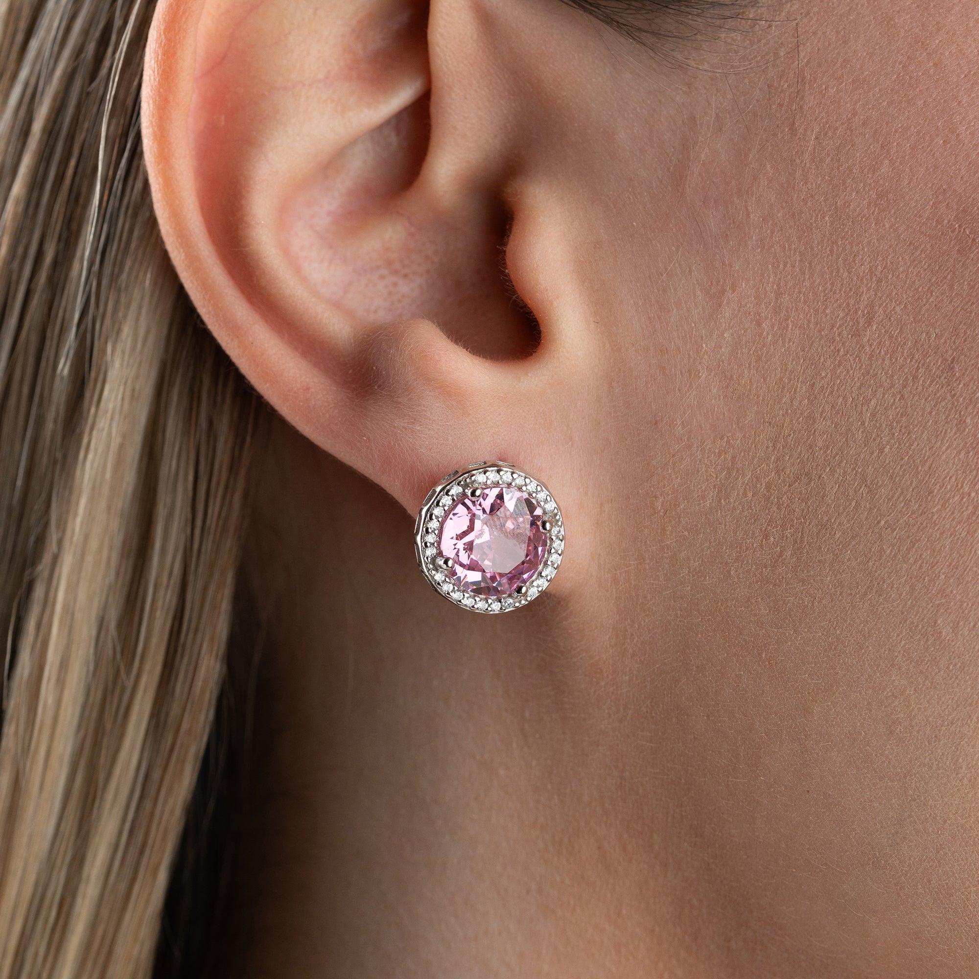 ROSASTEIN OHRRINGE | 925 SILBER