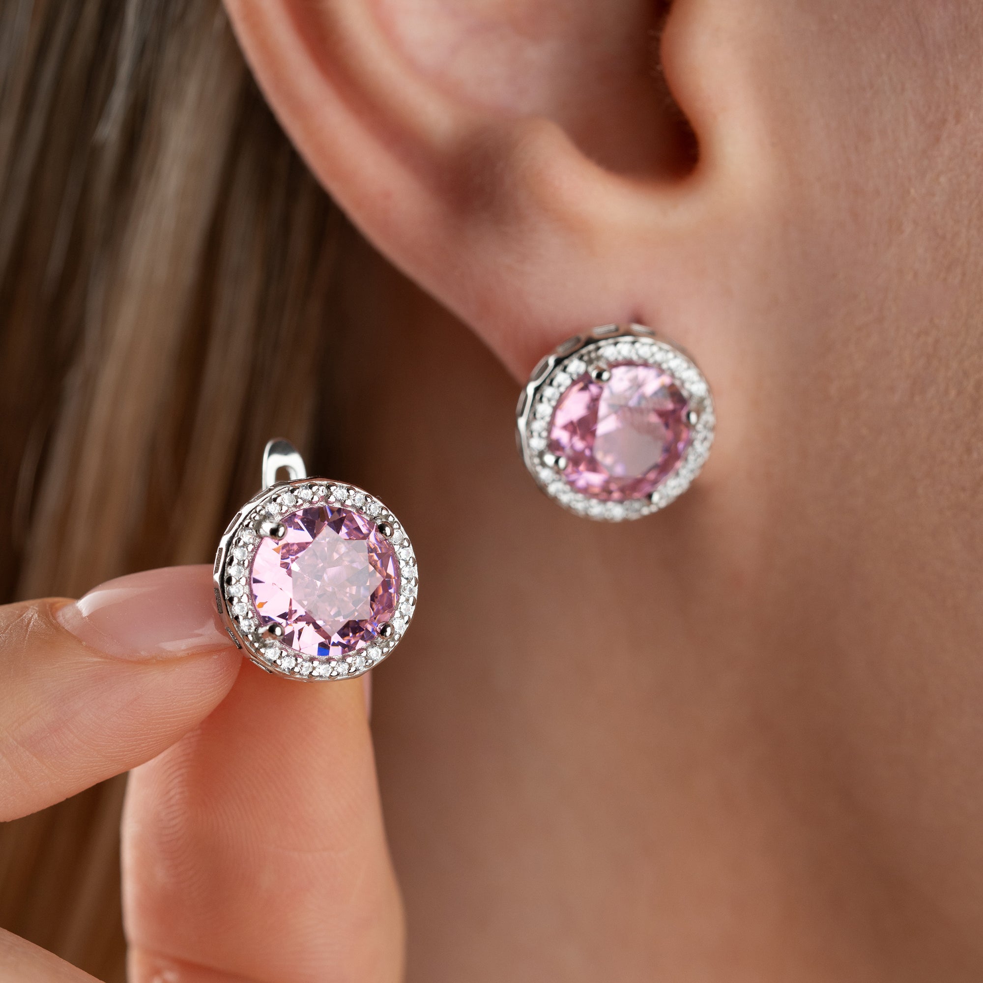 ROSASTEIN OHRRINGE | 925 SILBER