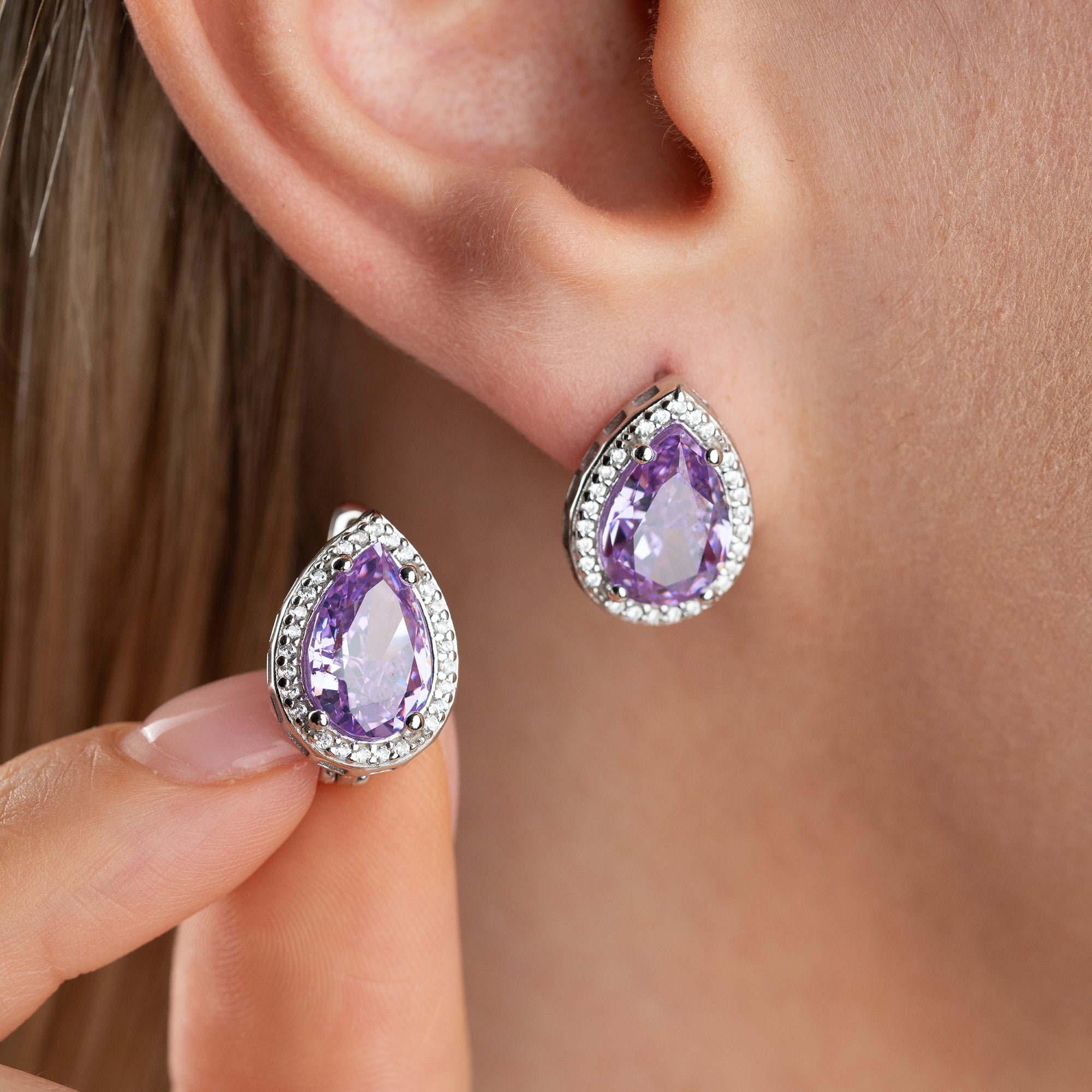 AMETHYSTSTEIN OHRRINGE | 925 SILBER