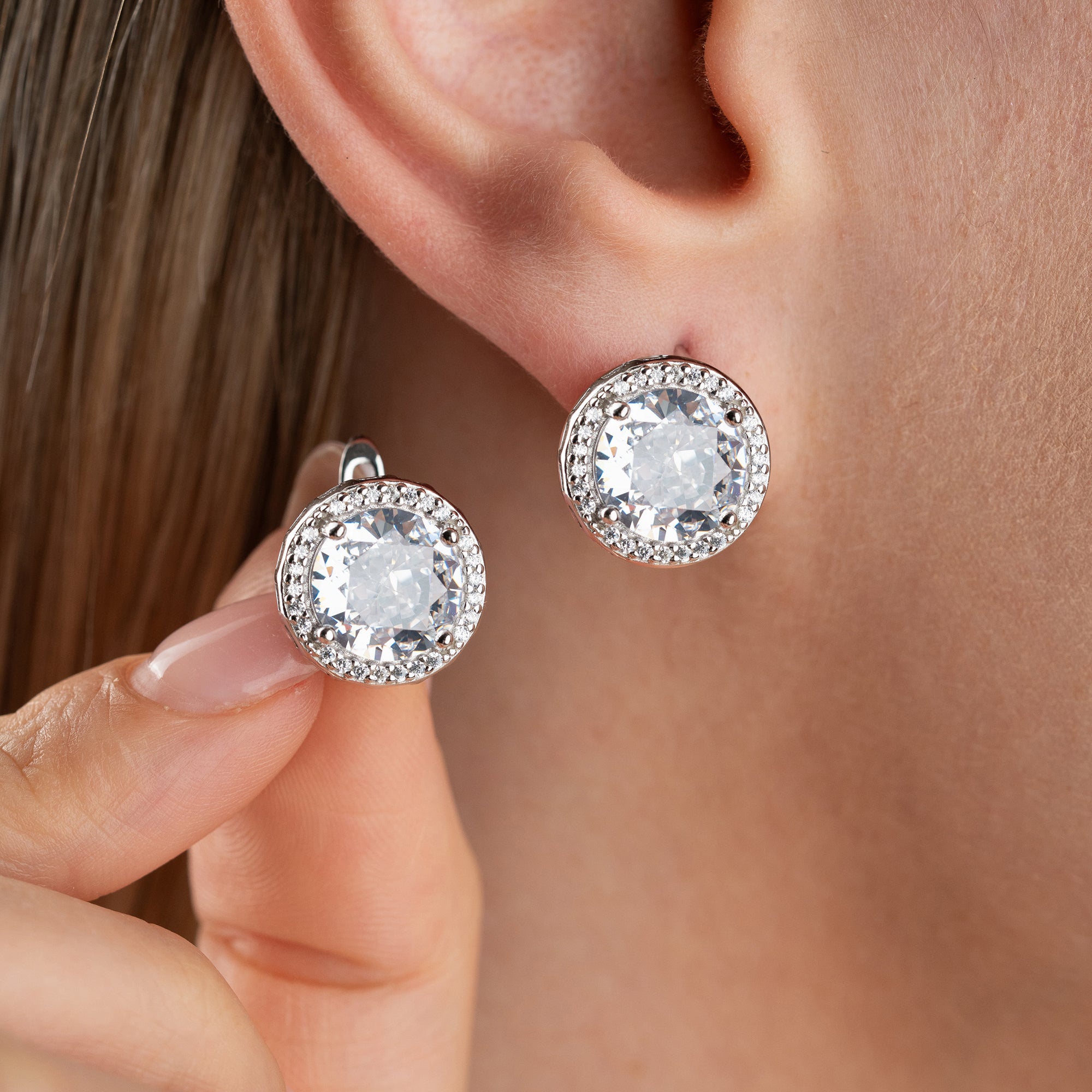 DIAMANDSTEIN OHRRINGE | 925 SILBER
