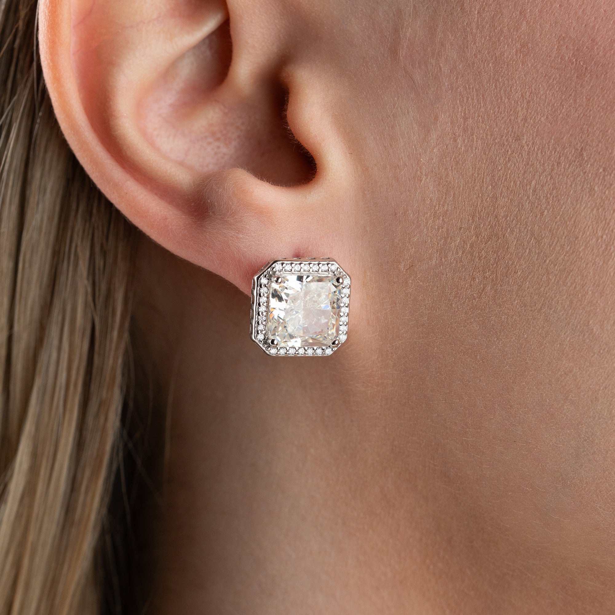 DIAMANTSTEIN OHRRINGE | 925 SILBER