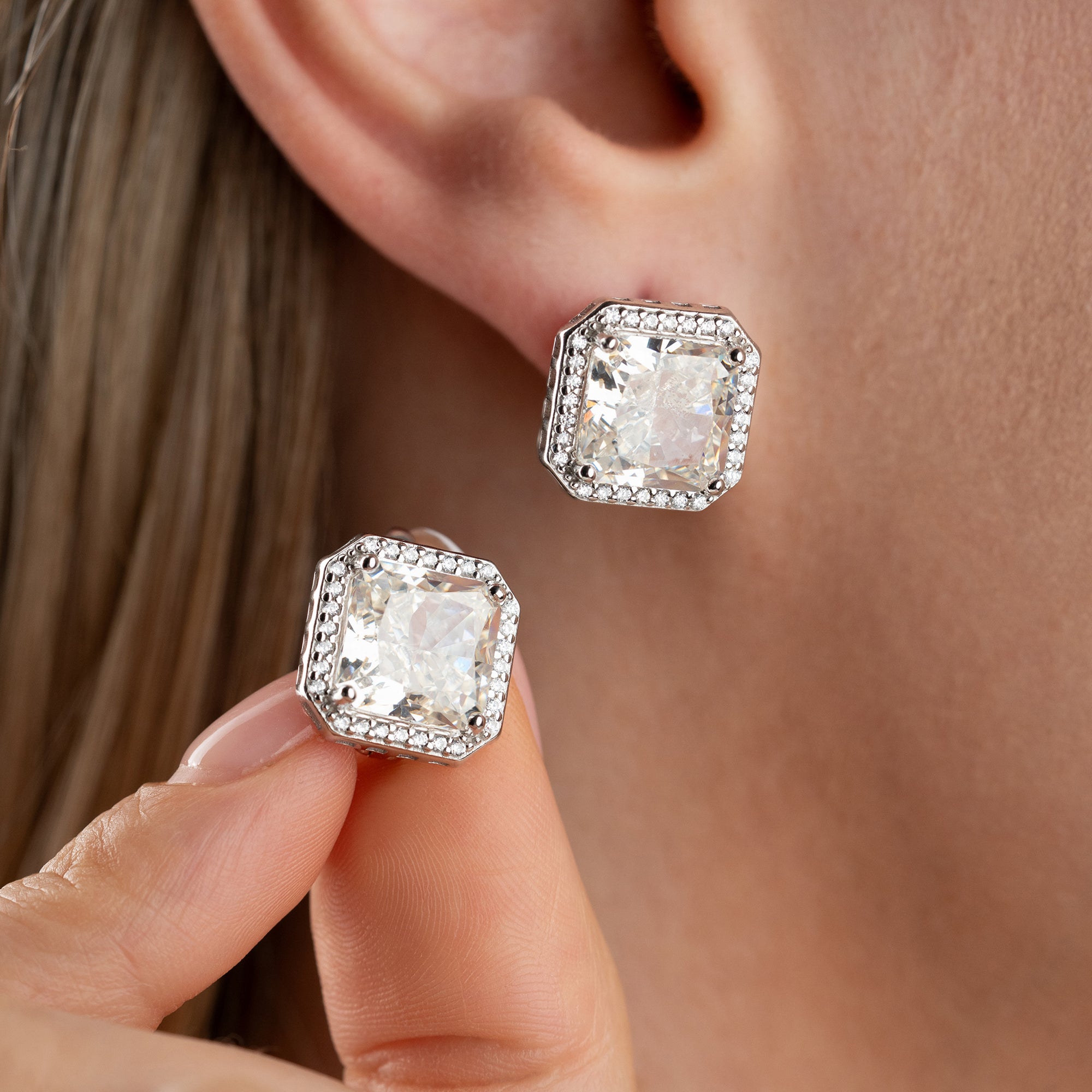 DIAMANTSTEIN OHRRINGE | 925 SILBER