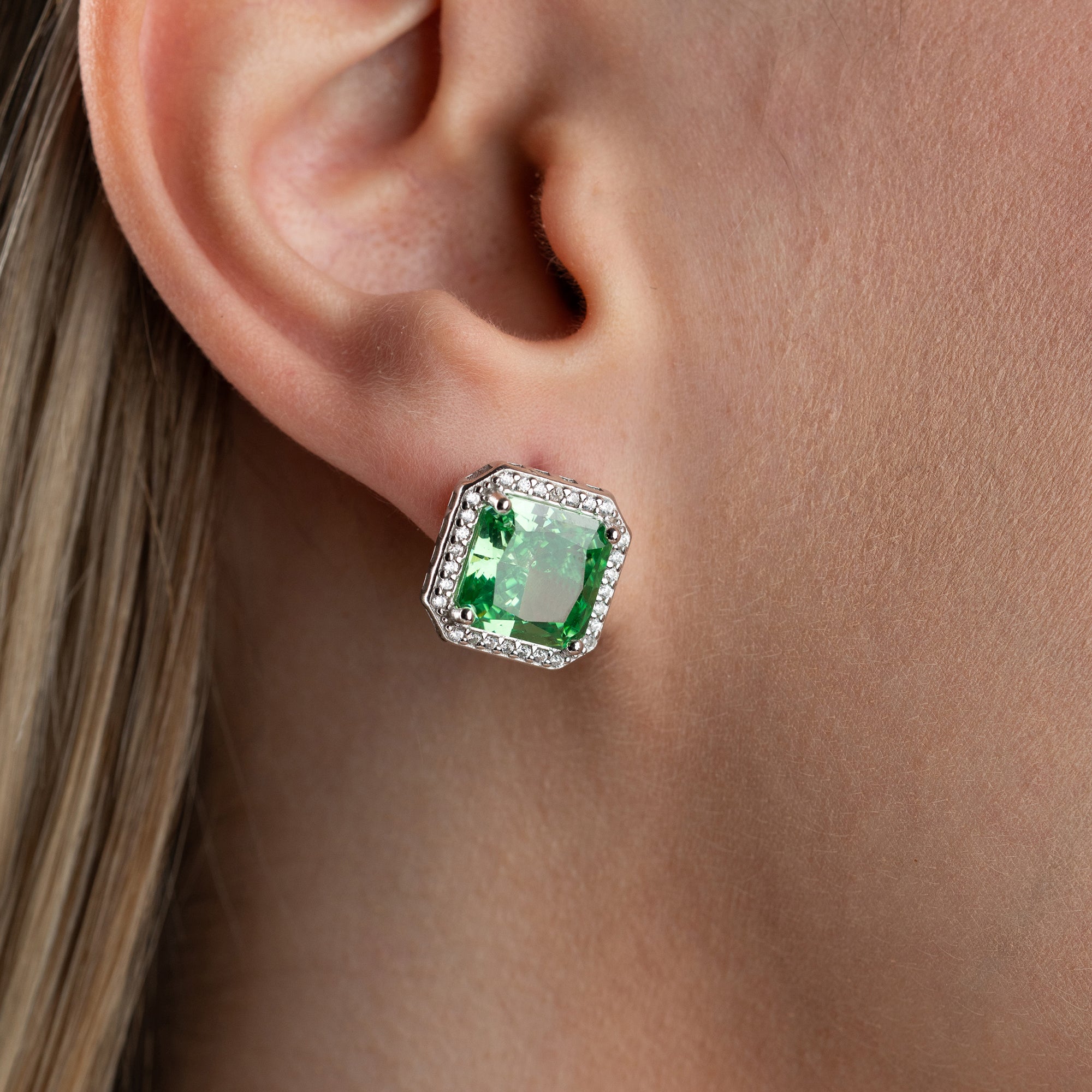SMARAGDSTEIN OHRRINGE | 925 SILBER