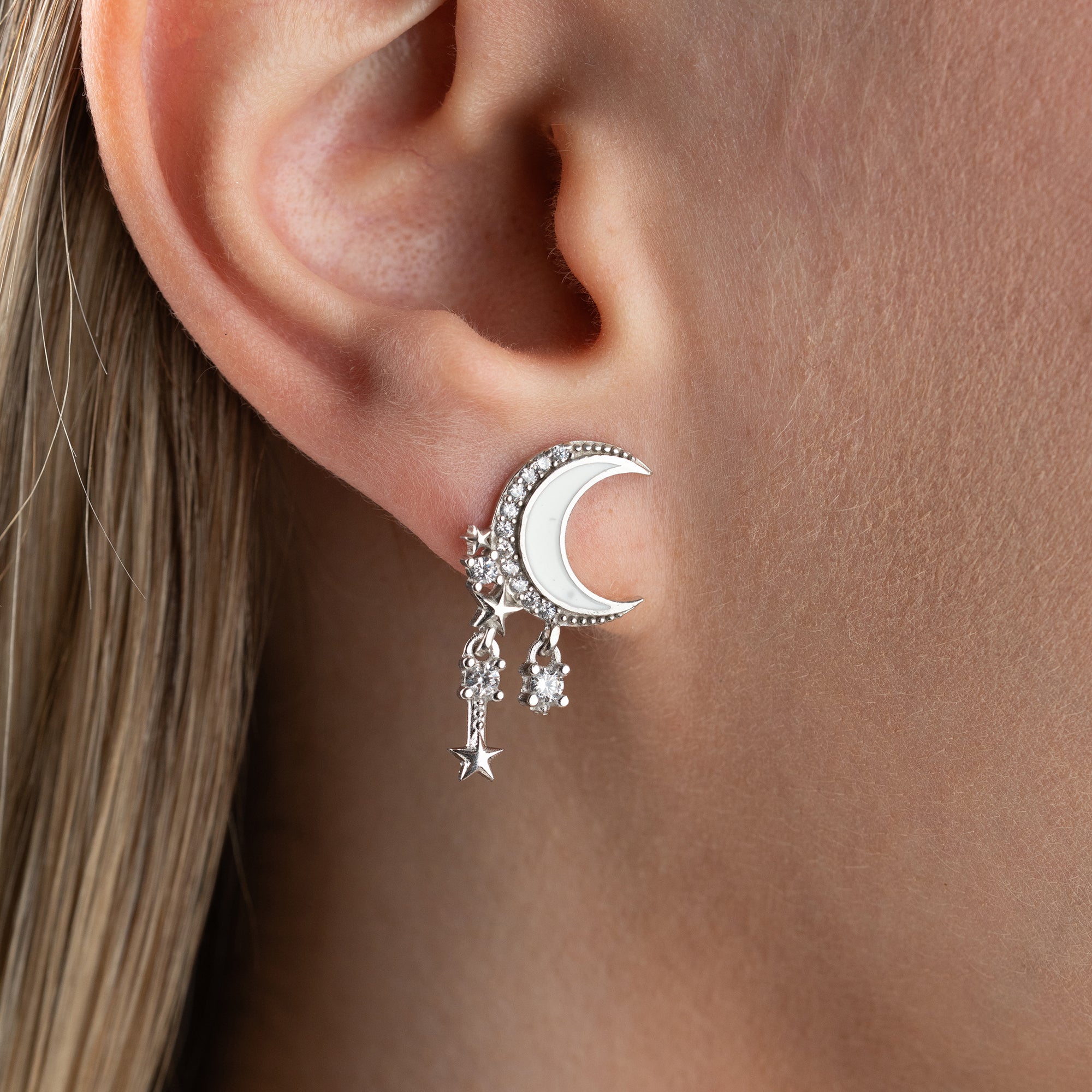 HALBMOND OHRRINGE | 925 SILBER