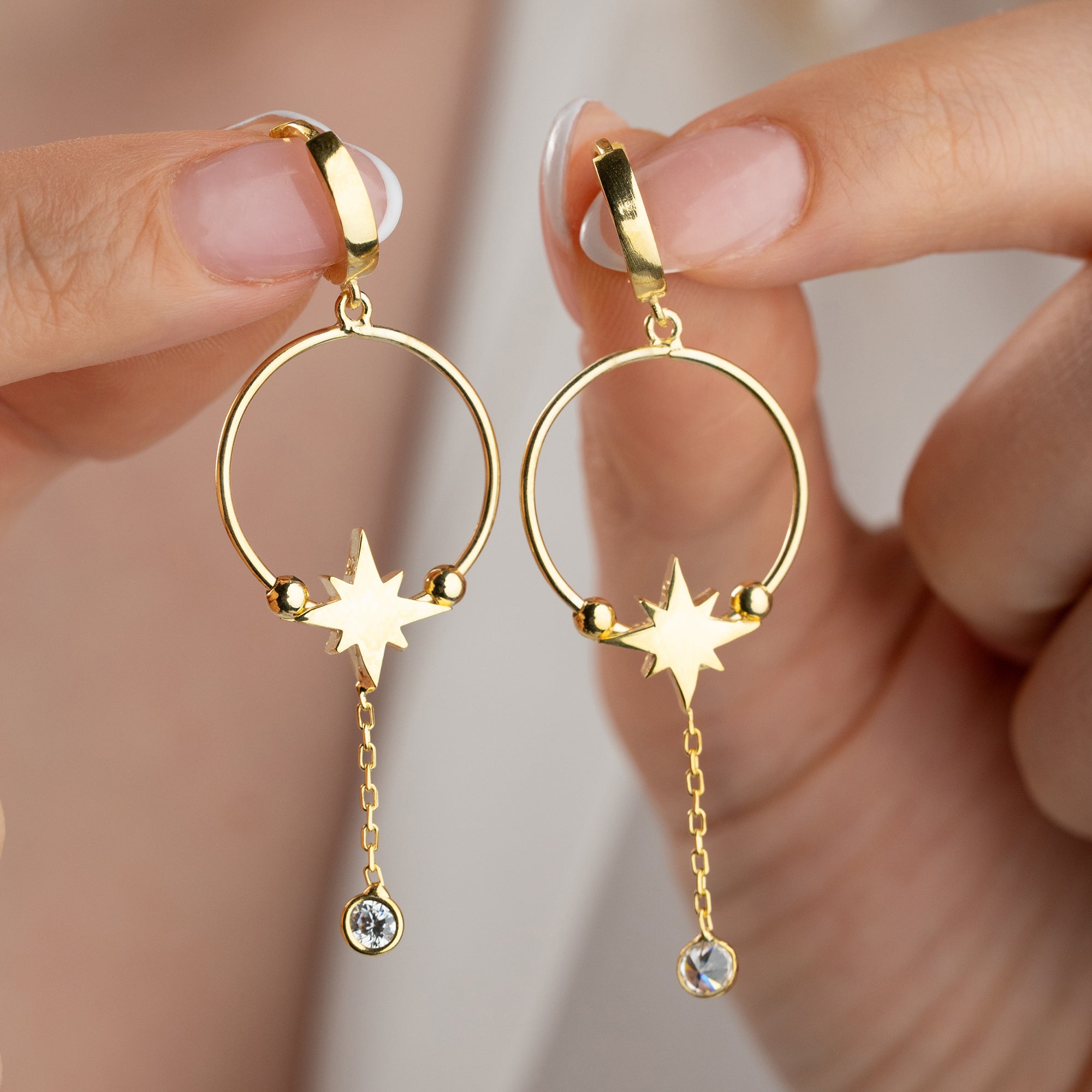 GOLDENER STERN OHRRINGE | 925 SILBER