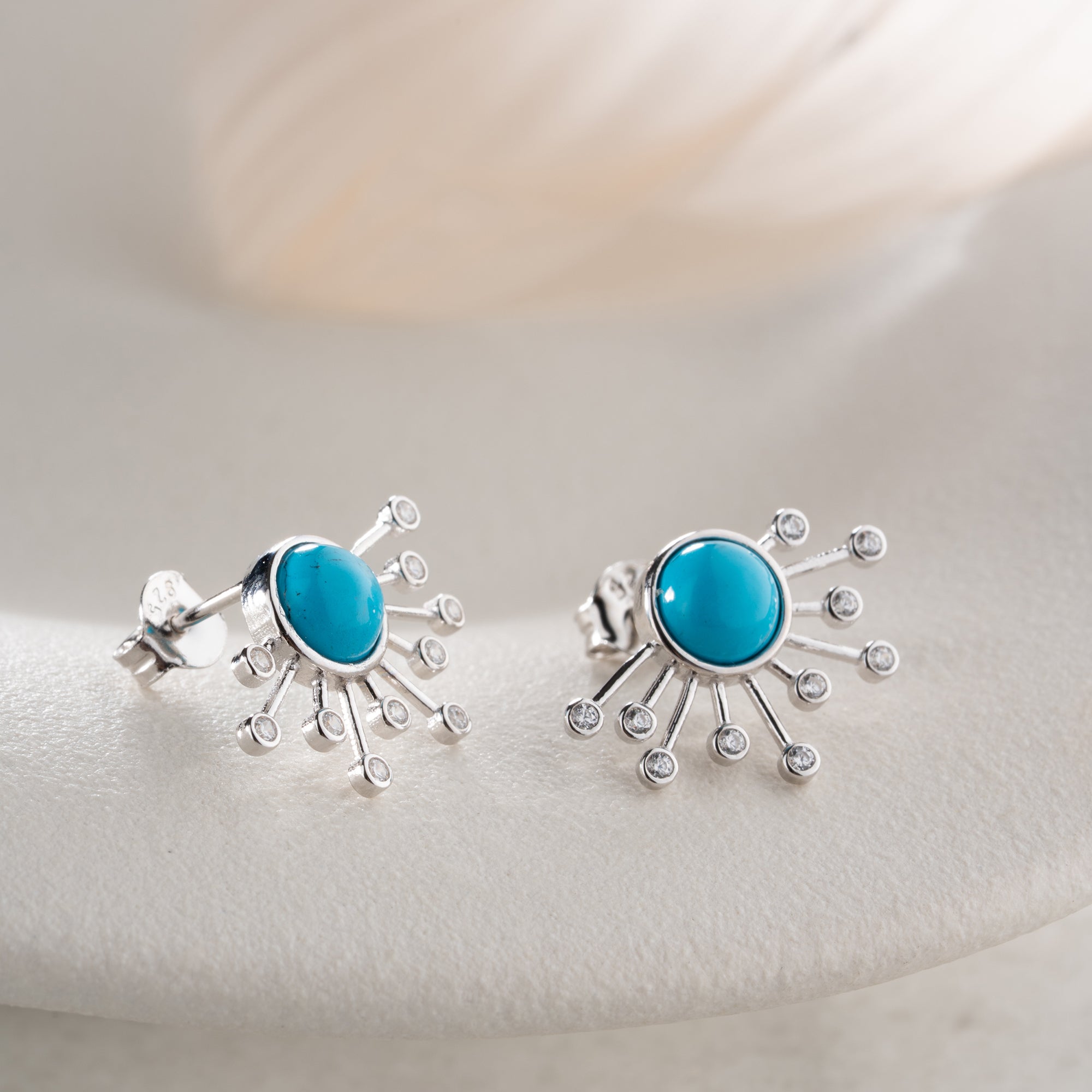 BLAUE EMAILLIERTE KUGEL OHRRINGE | 925 SILBER