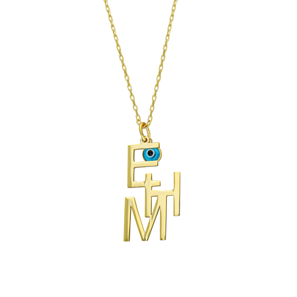 TRIO INITIALEN NECKLACE MIT NAZAR | 925 SILBER