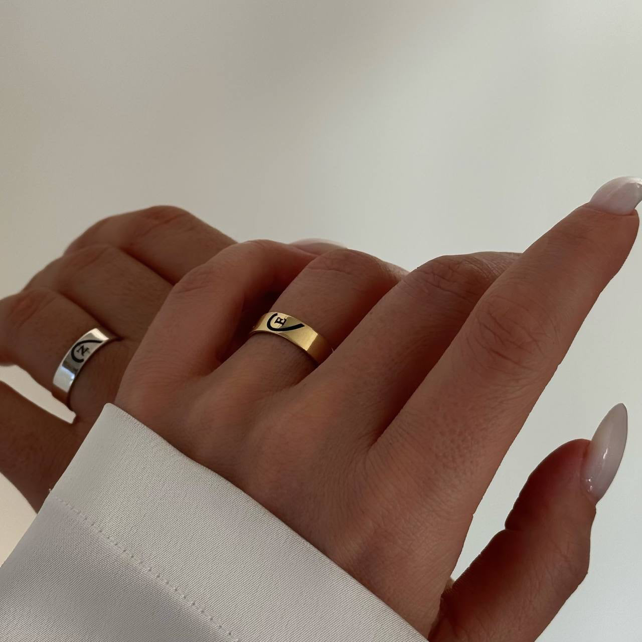 BUCHSTABEN HERZ PARTNER RINGE | 925 SILBER