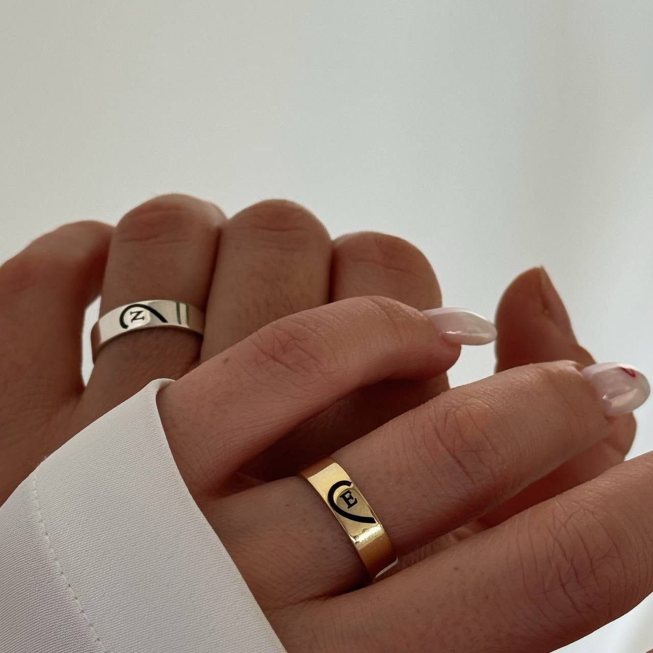 BUCHSTABEN HERZ PARTNER RINGE | 925 SILBER