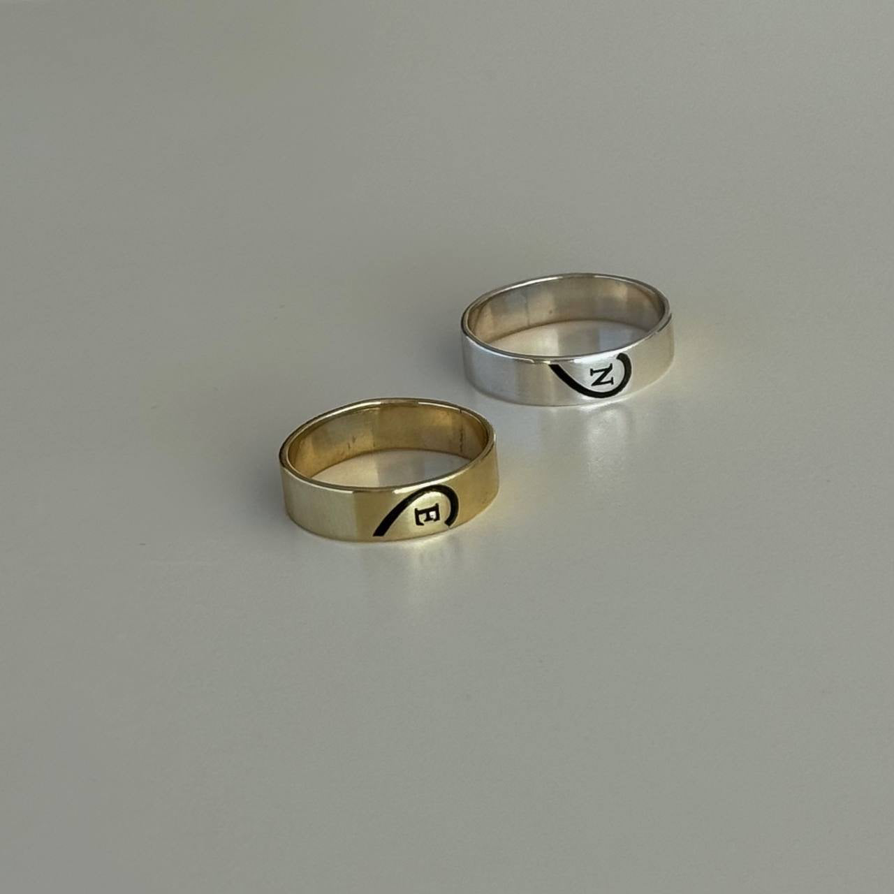 BUCHSTABEN HERZ PARTNER RINGE | 925 SILBER