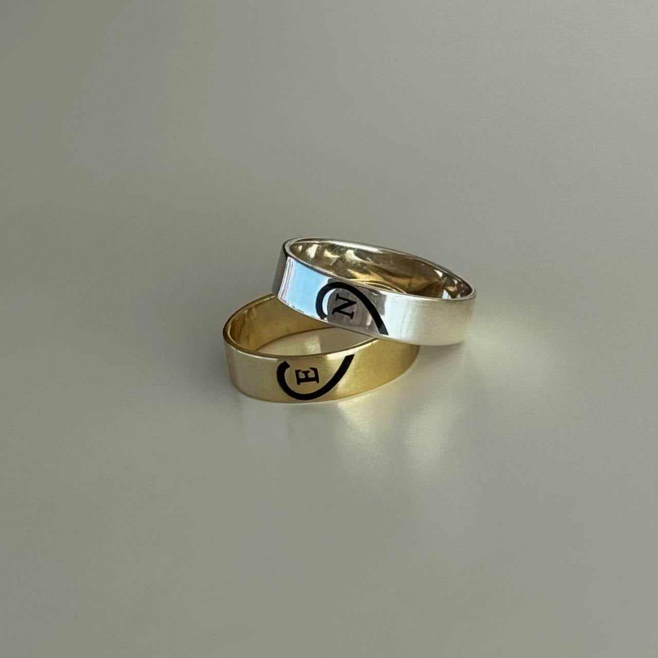 BUCHSTABEN HERZ PARTNER RINGE | 925 SILBER