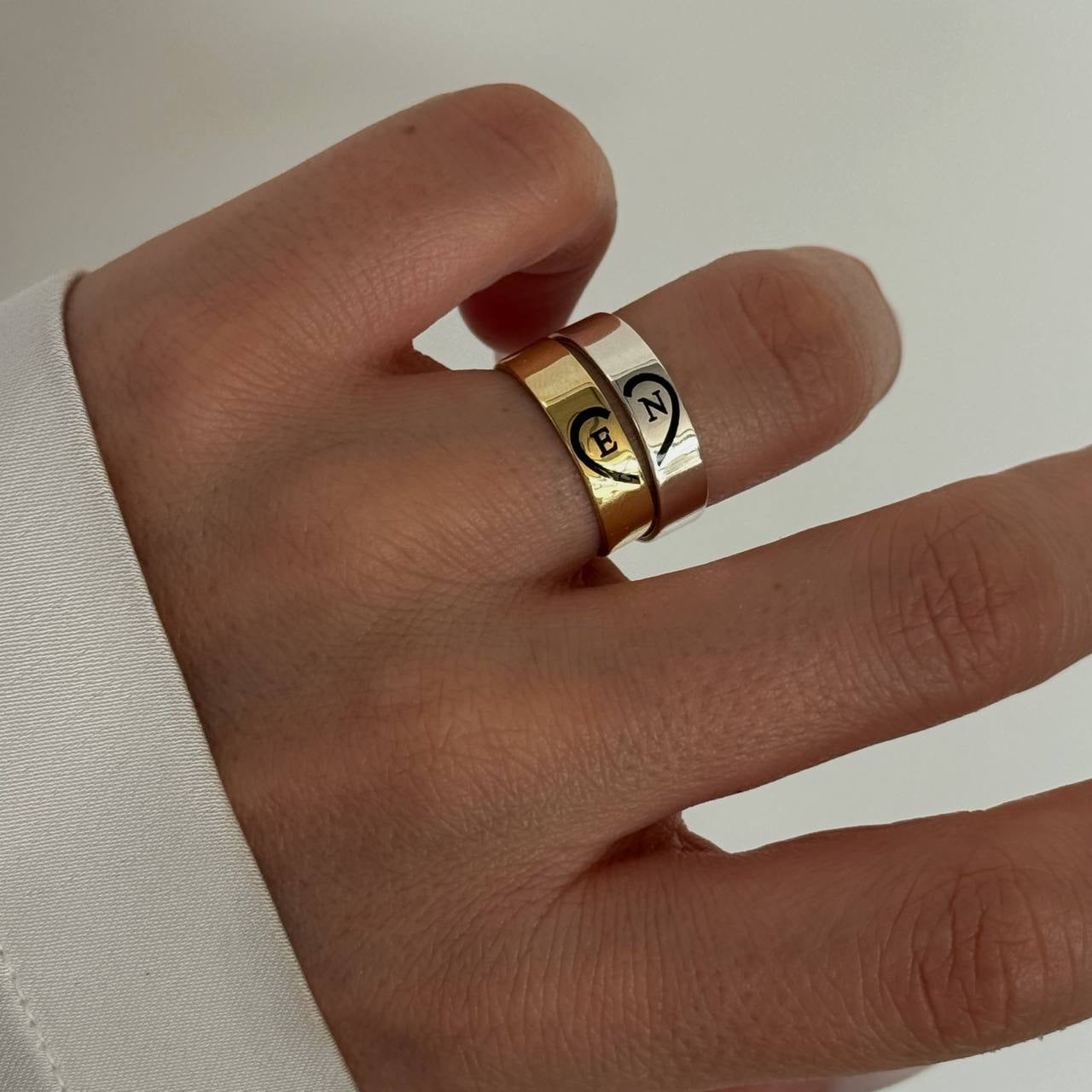 BUCHSTABEN HERZ PARTNER RINGE | 925 SILBER