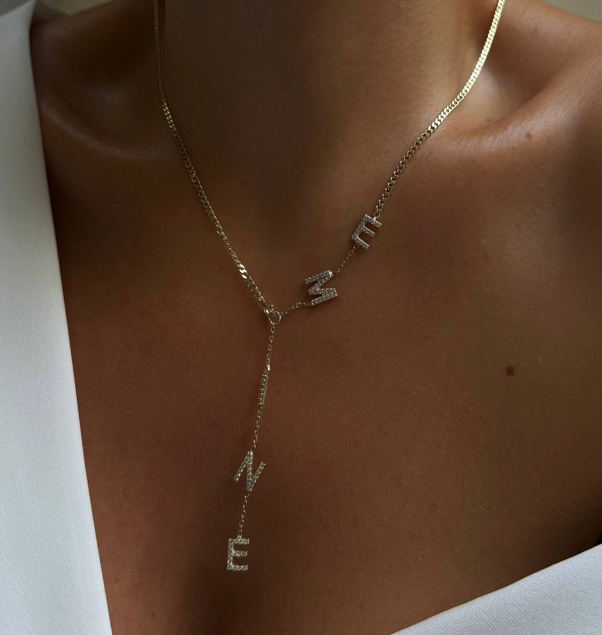 SOMMER NAMENSKETTE MIT ZIRKONIASTEIN | 925 SILBER