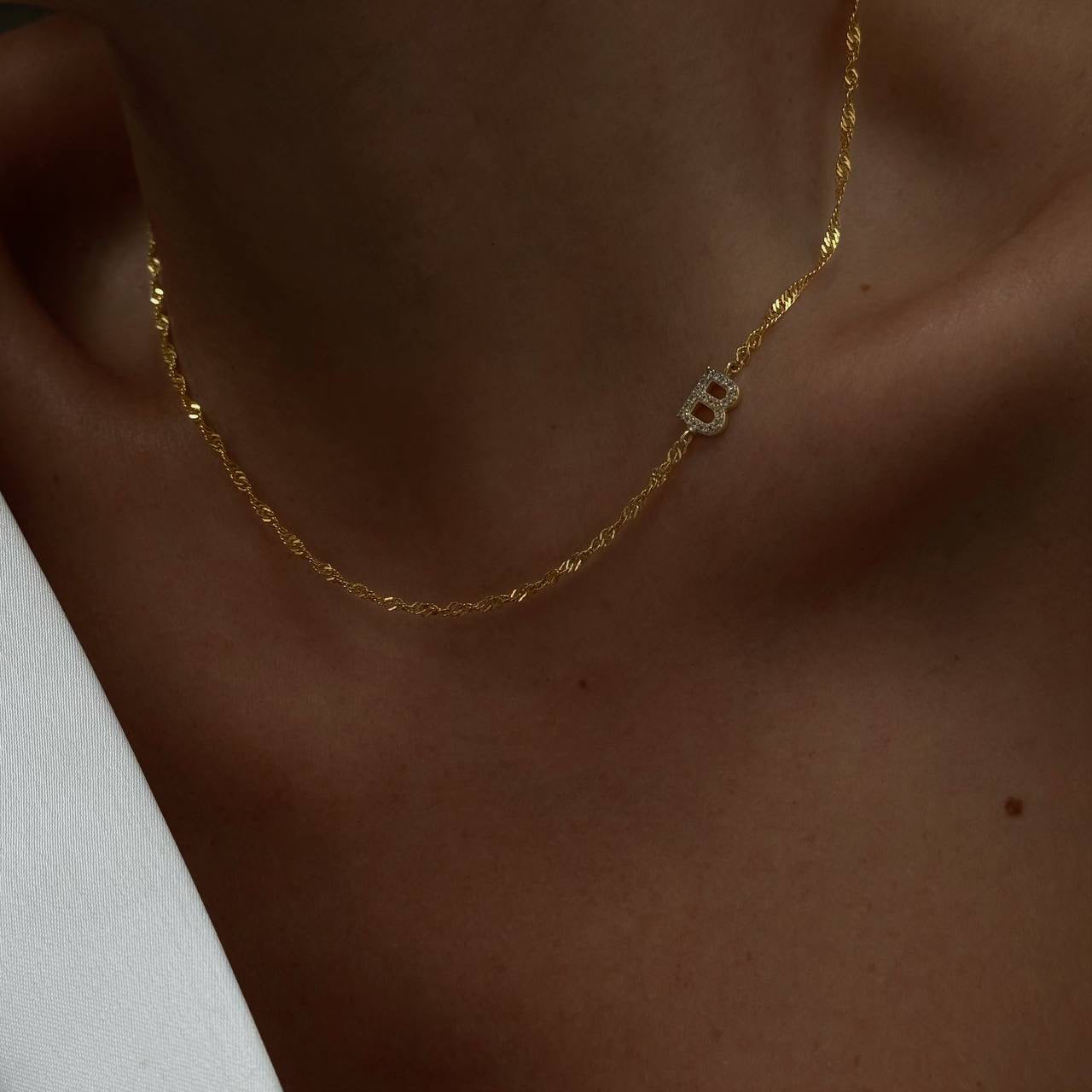 SINGAPORE ZIRCONIA LETTER NECKLACE | 925 SILVER