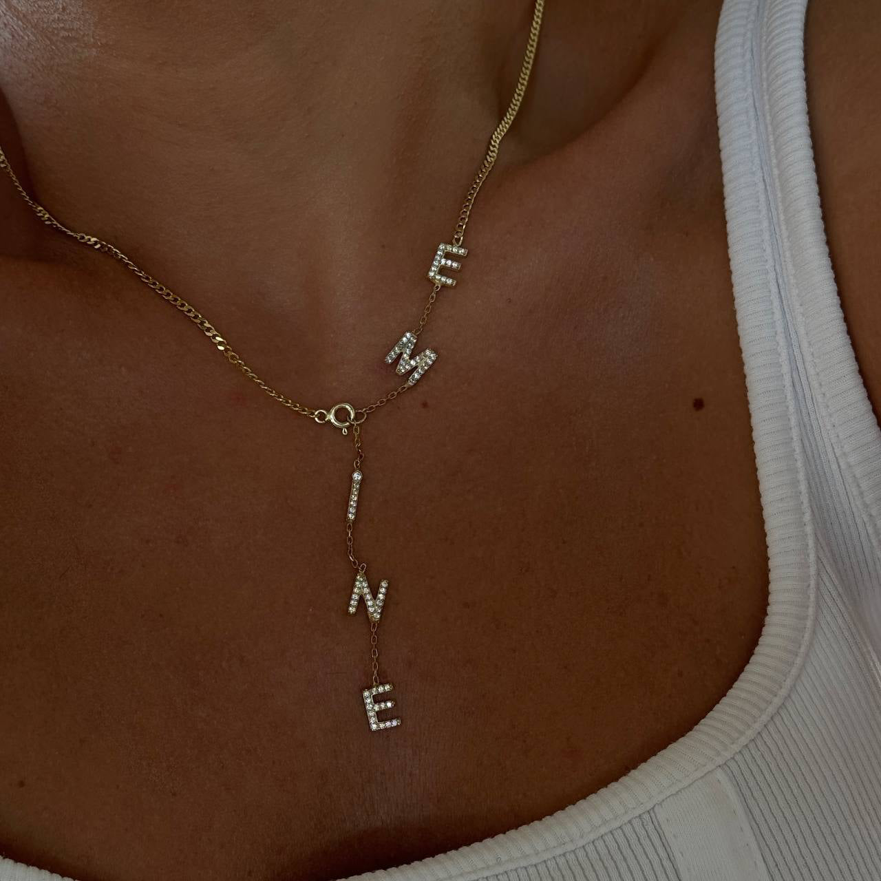 SOMMER NAMENSKETTE MIT ZIRKONIASTEIN | 925 SILBER