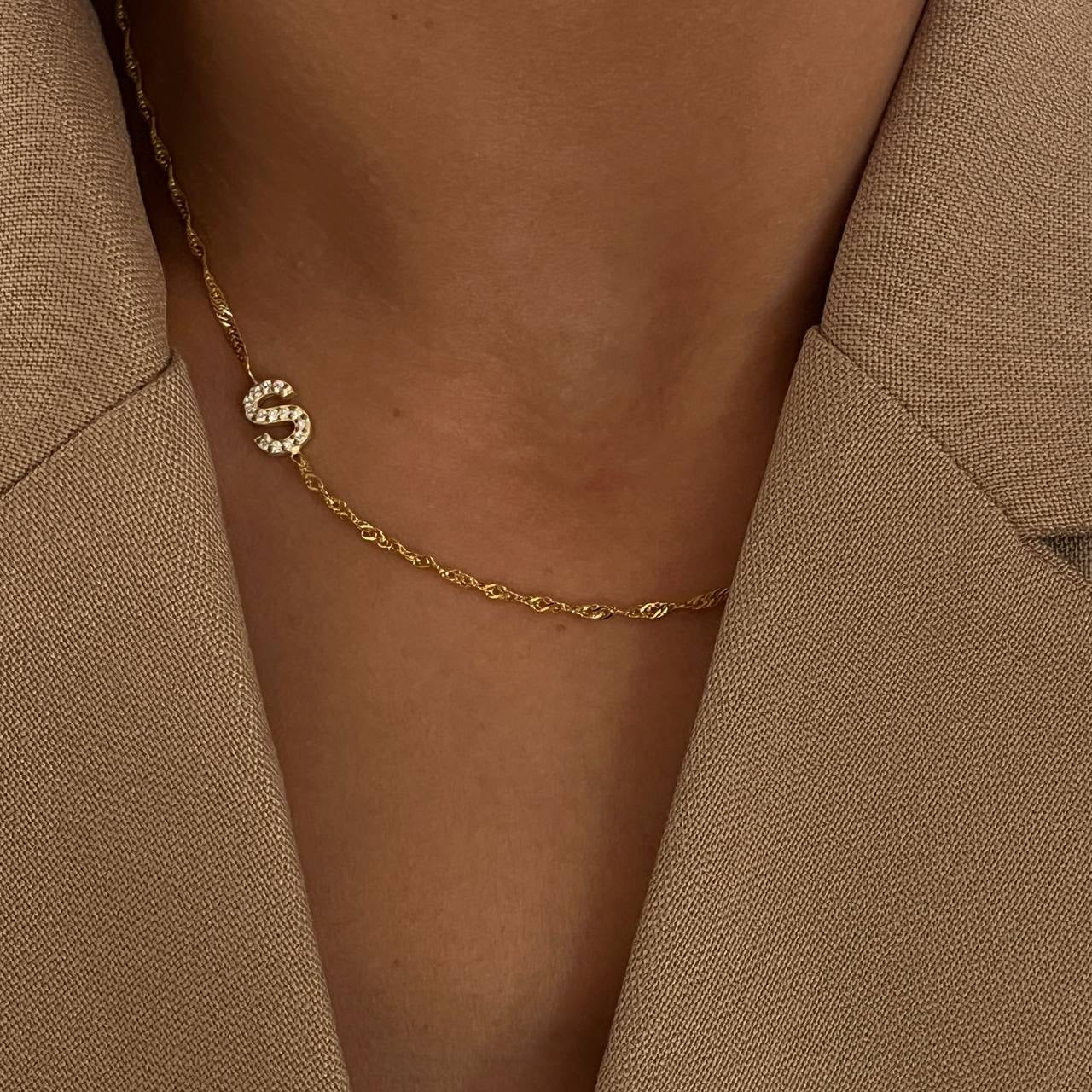 SINGAPORE ZIRCONIA LETTER NECKLACE | 925 SILVER