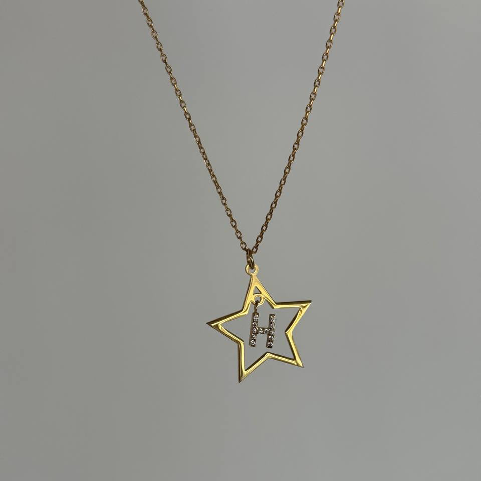 Zirconium Star Letter Necklace | 925 Silver