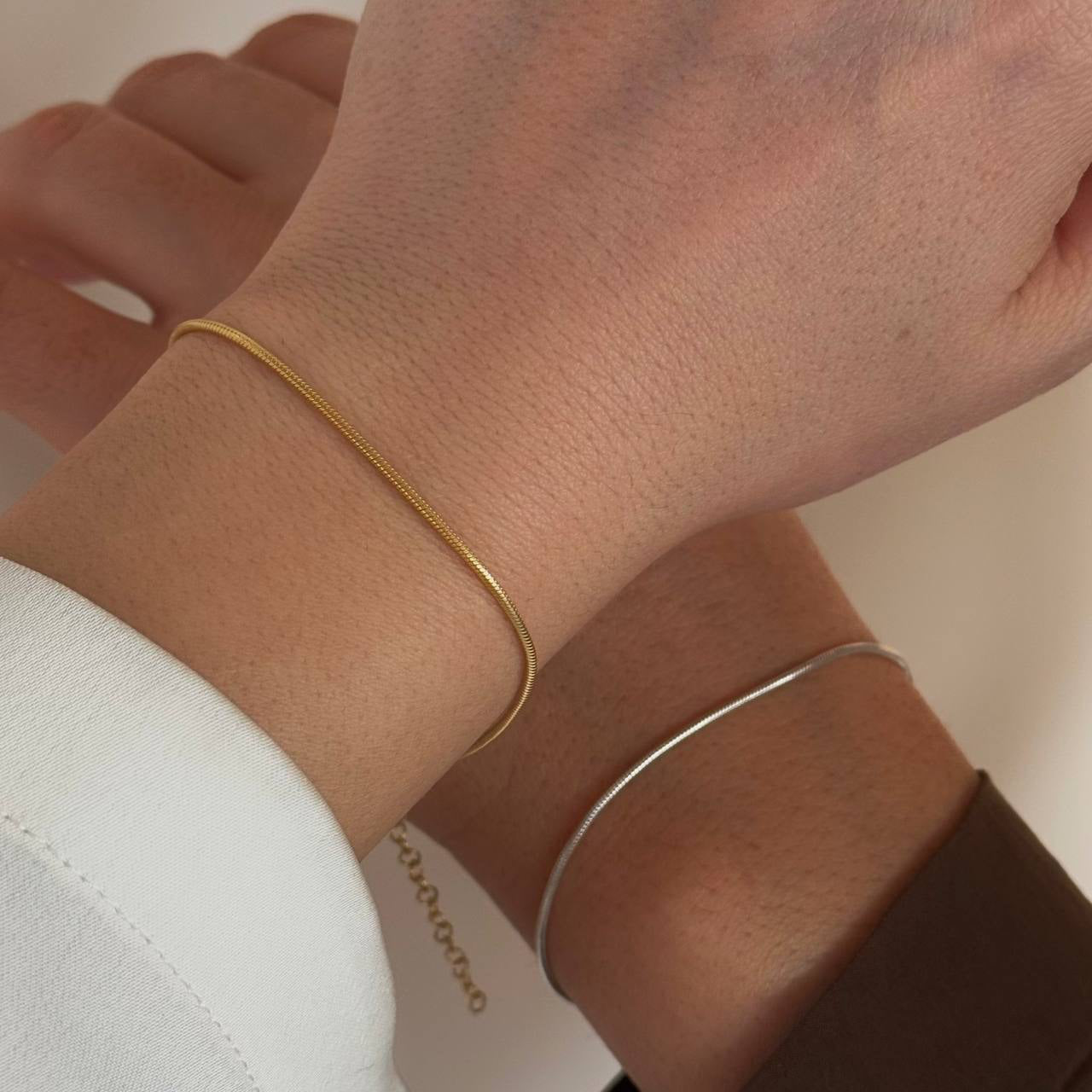 SLIM SNAKE SKIN BUCHSTABEN PARTNERARMBAND | 925 SILBER