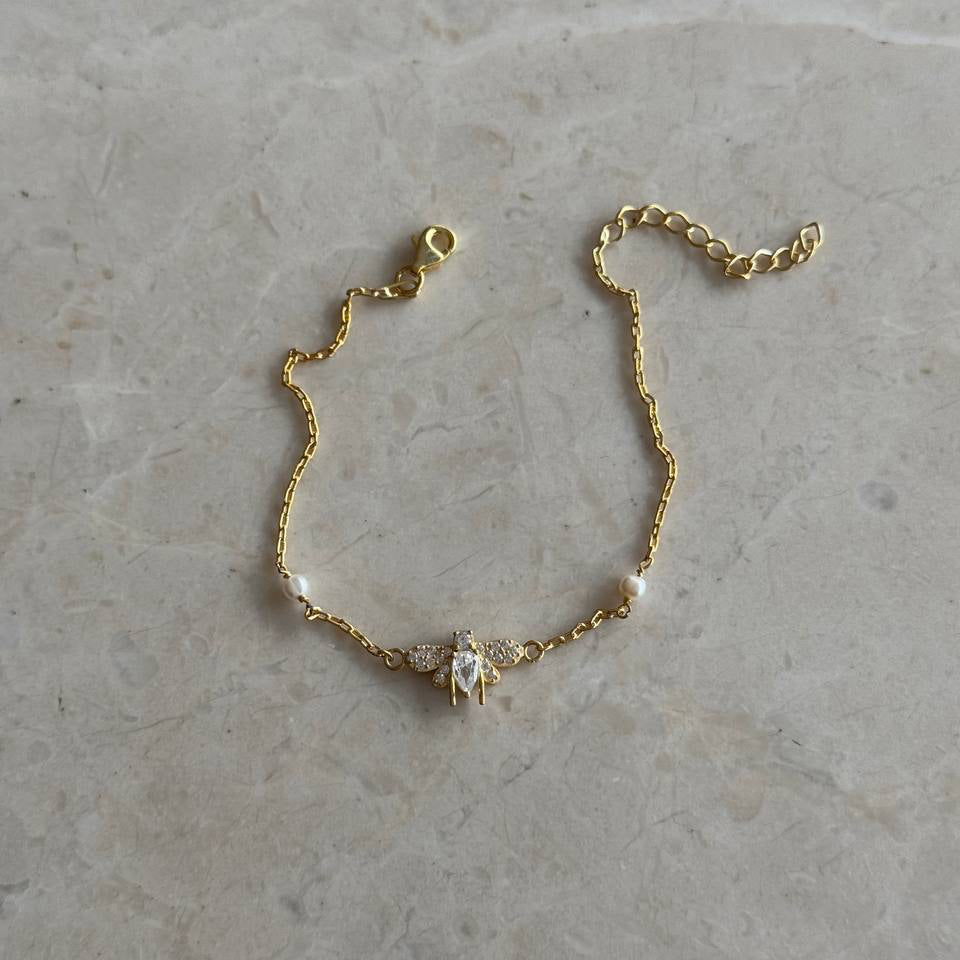 BIENENARMBAND MIT PERLENSTEIN | 925 SILBER