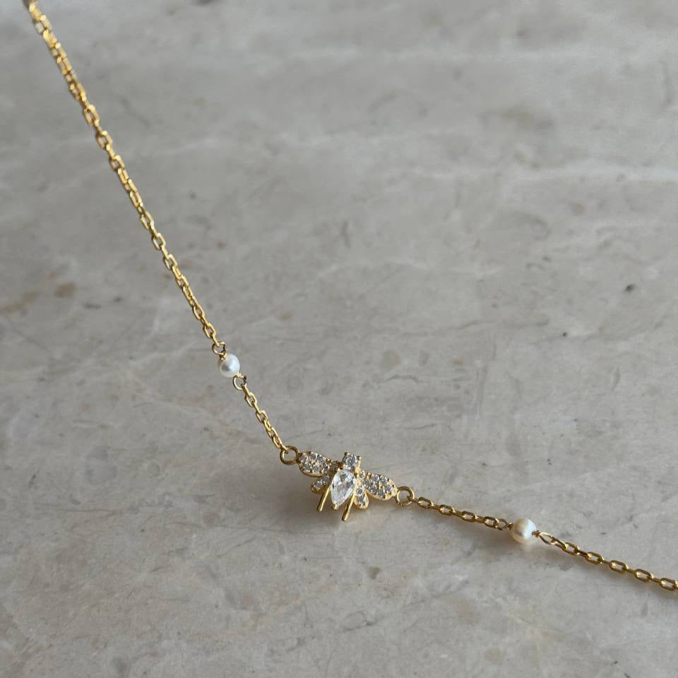 BIENENARMBAND MIT PERLENSTEIN | 925 SILBER