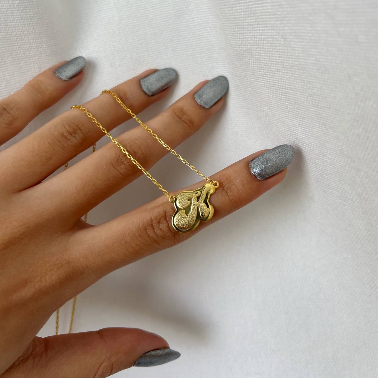 Glittery letter Necklace (8449244856663)