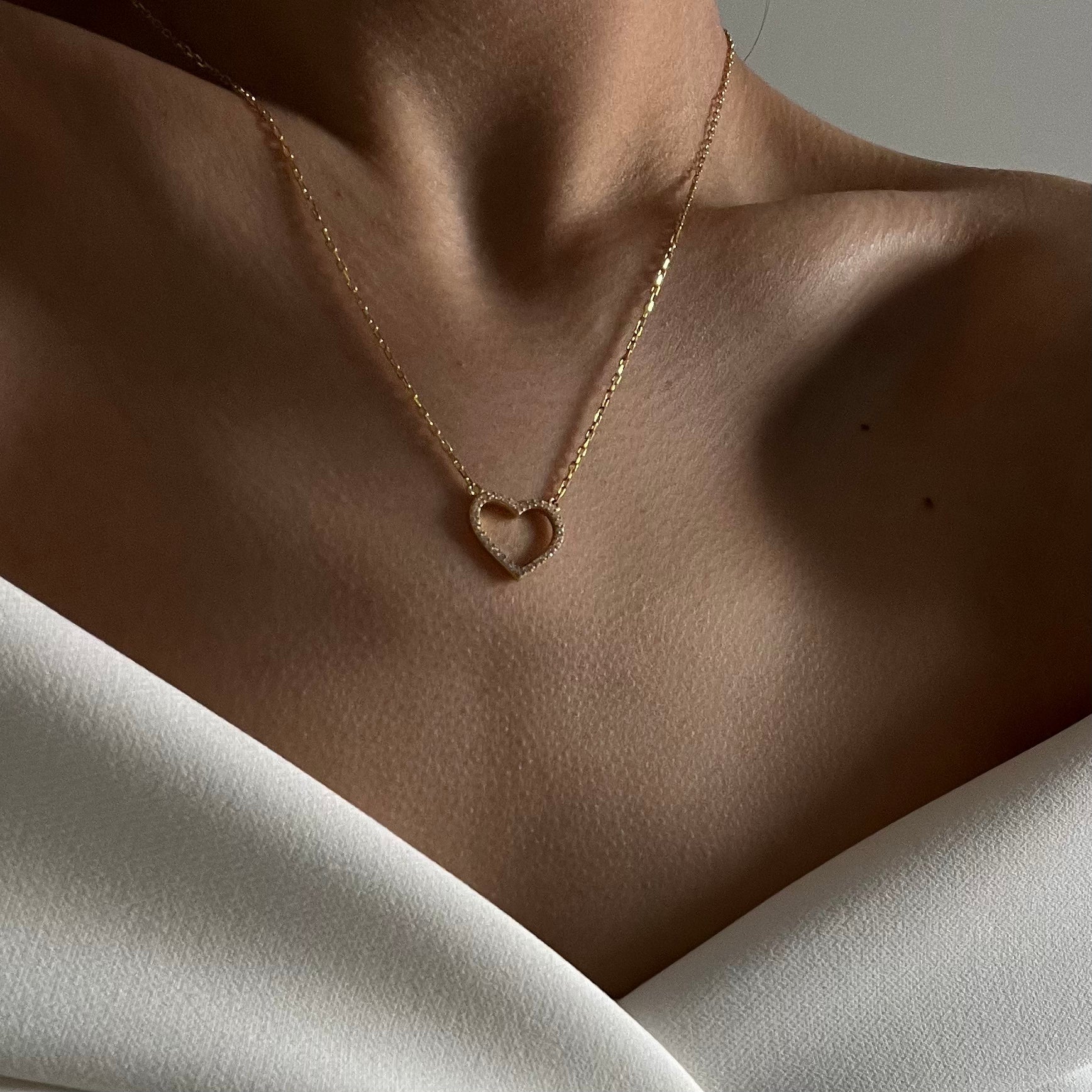 Herz zirkonia halskette (8052317487406)