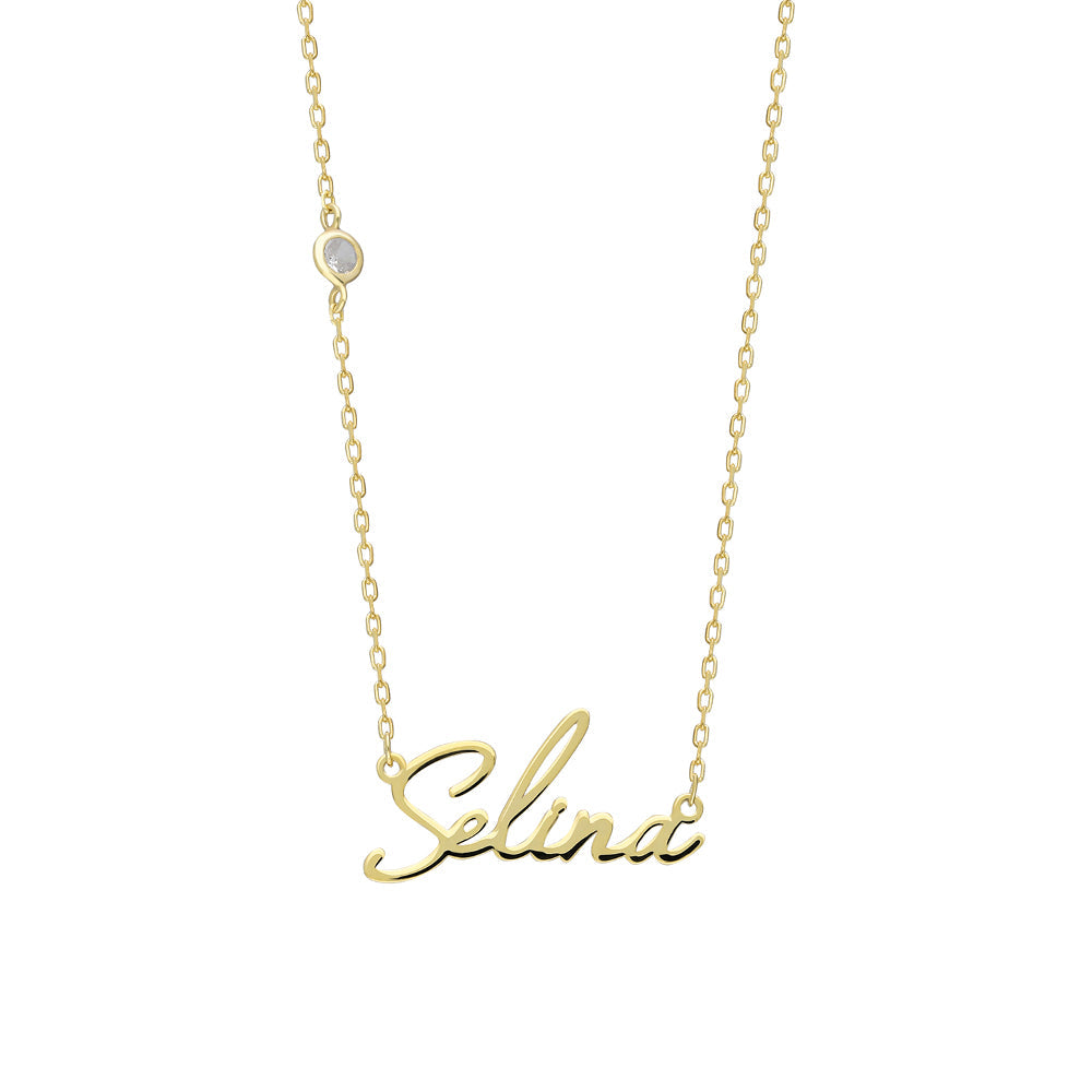 WAAGERECHTE NAMENSKETTE MIT STEIN (8205618282798)