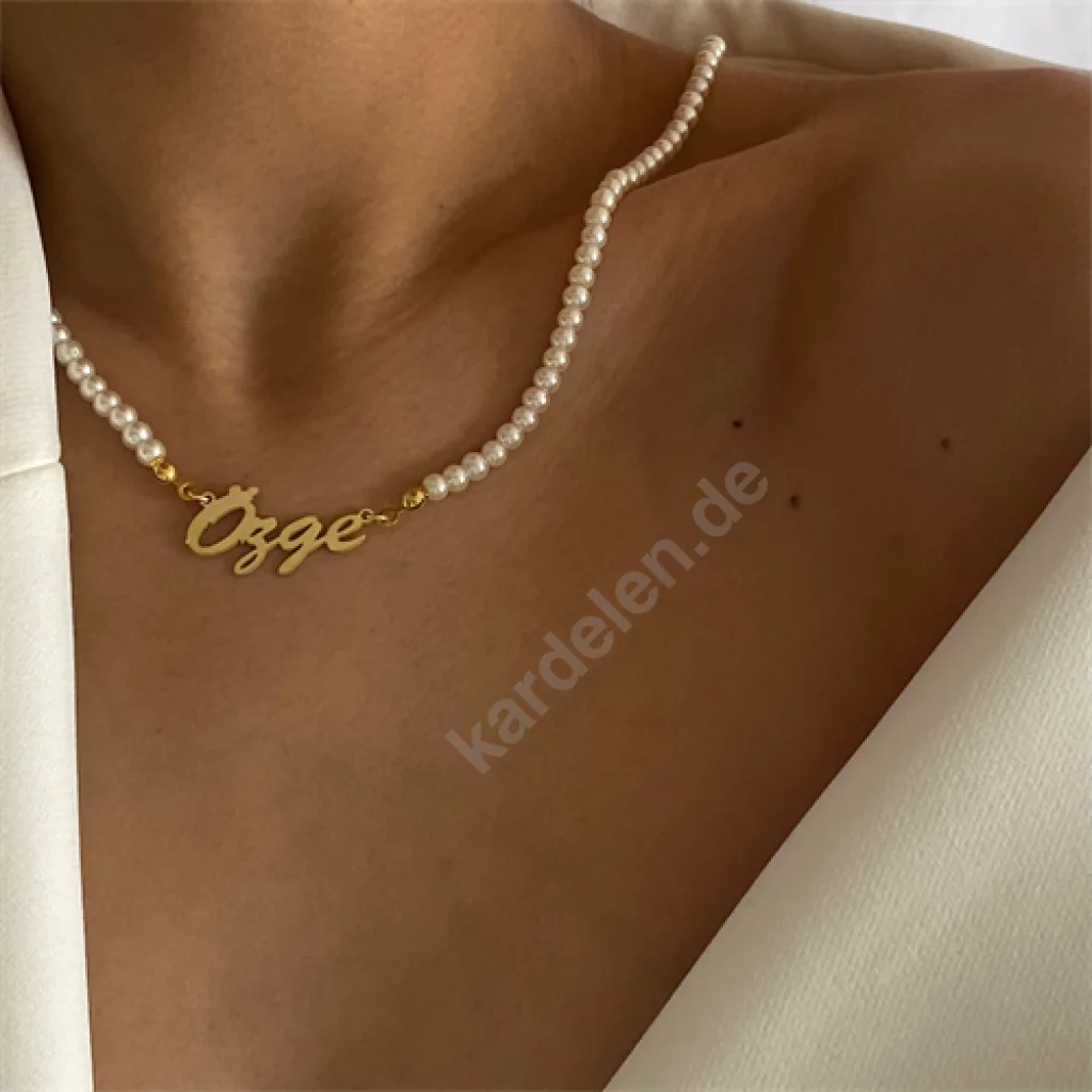 Signatur Kette Waagerecht mit Perlen (7017626763309)